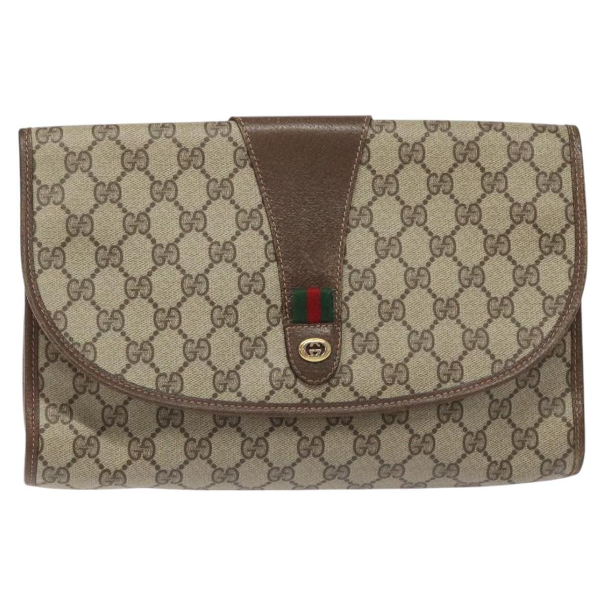 Gucci Ophidia Beige Canvas Clutch Bag (Pre-Owned)