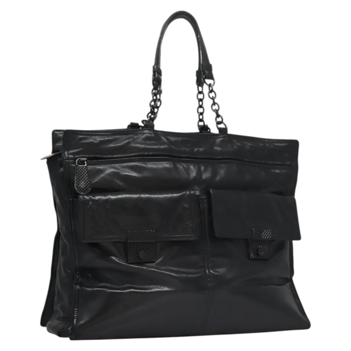 Bottega Veneta Tambura Black Leather Tote Bag (Pre-Owned)