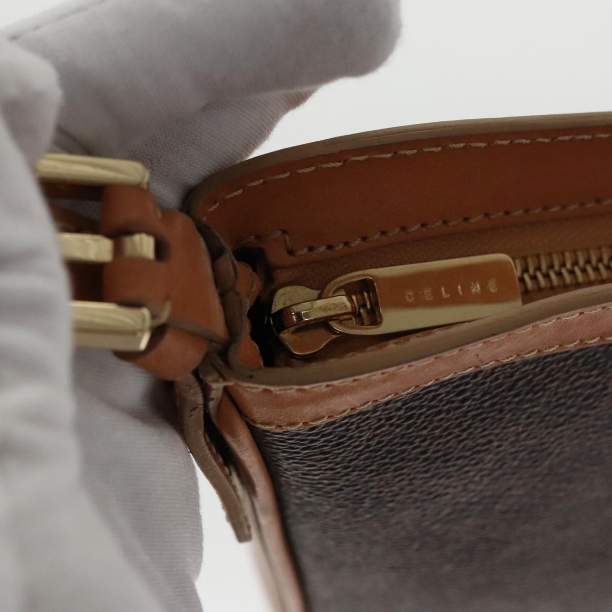 Céline Macadam Brown Canvas Shoulder Bag (Pre-Owned)