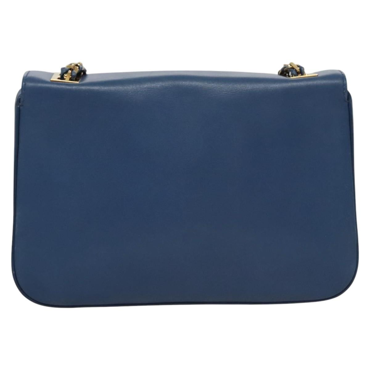 Fendi Bebaguette Blue Leather Shoulder Bag (Pre-Owned)