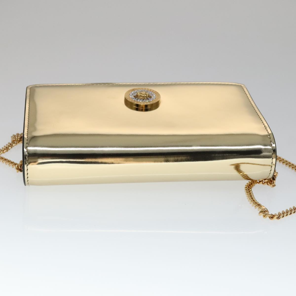 Versace Medusa Gold Patent Leather Shoulder Bag (Pre-Owned)
