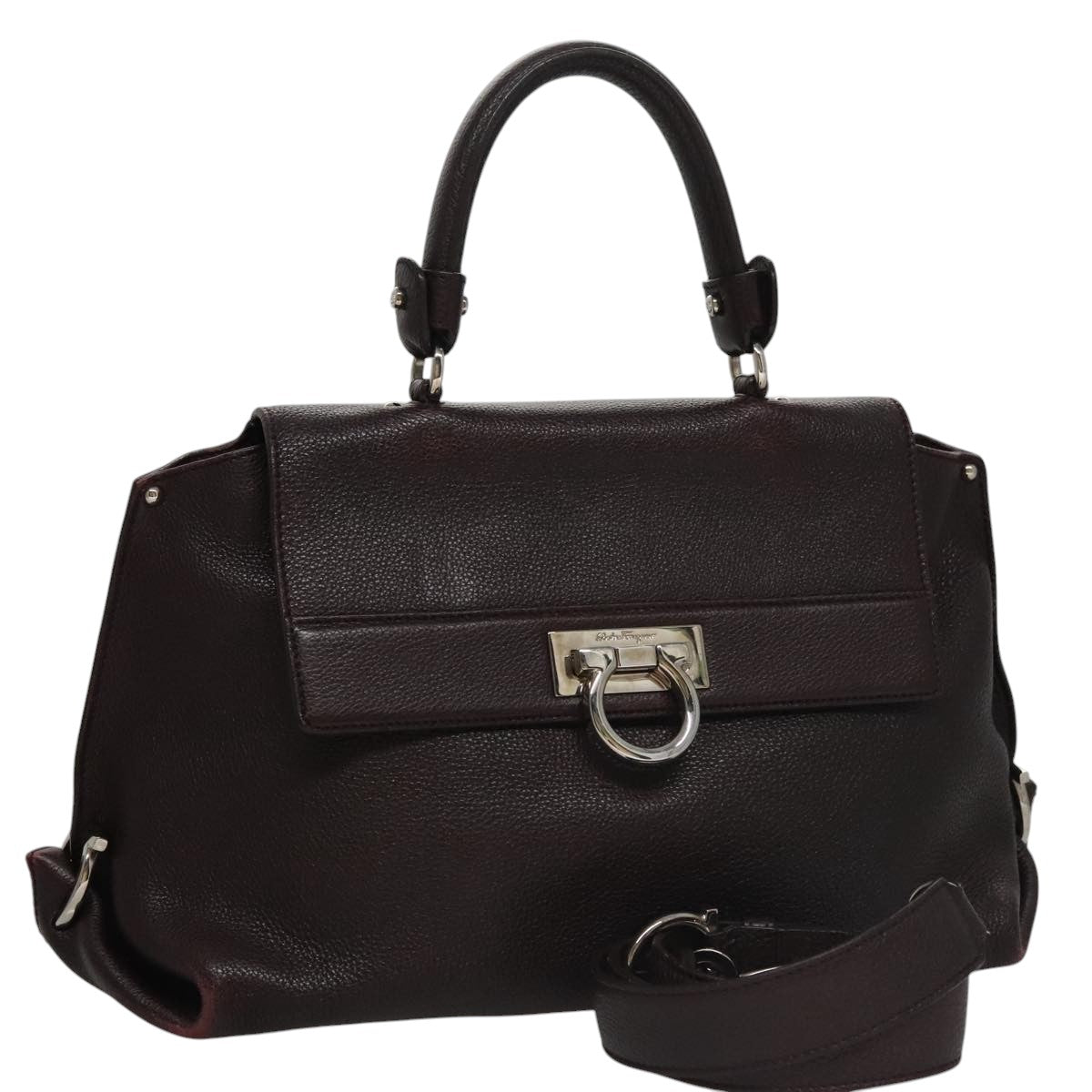 Salvatore Ferragamo Sofia Burgundy Leather Handbag (Pre-Owned)