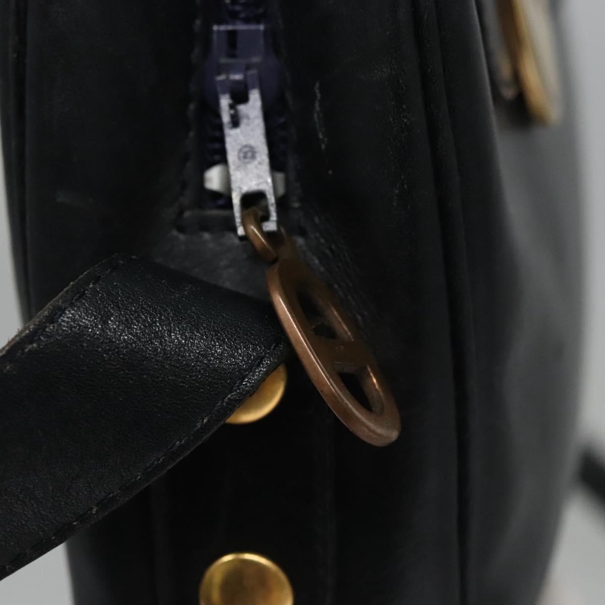 Dior Logo Black Leather Shoulder Bag (Pre-Owned)