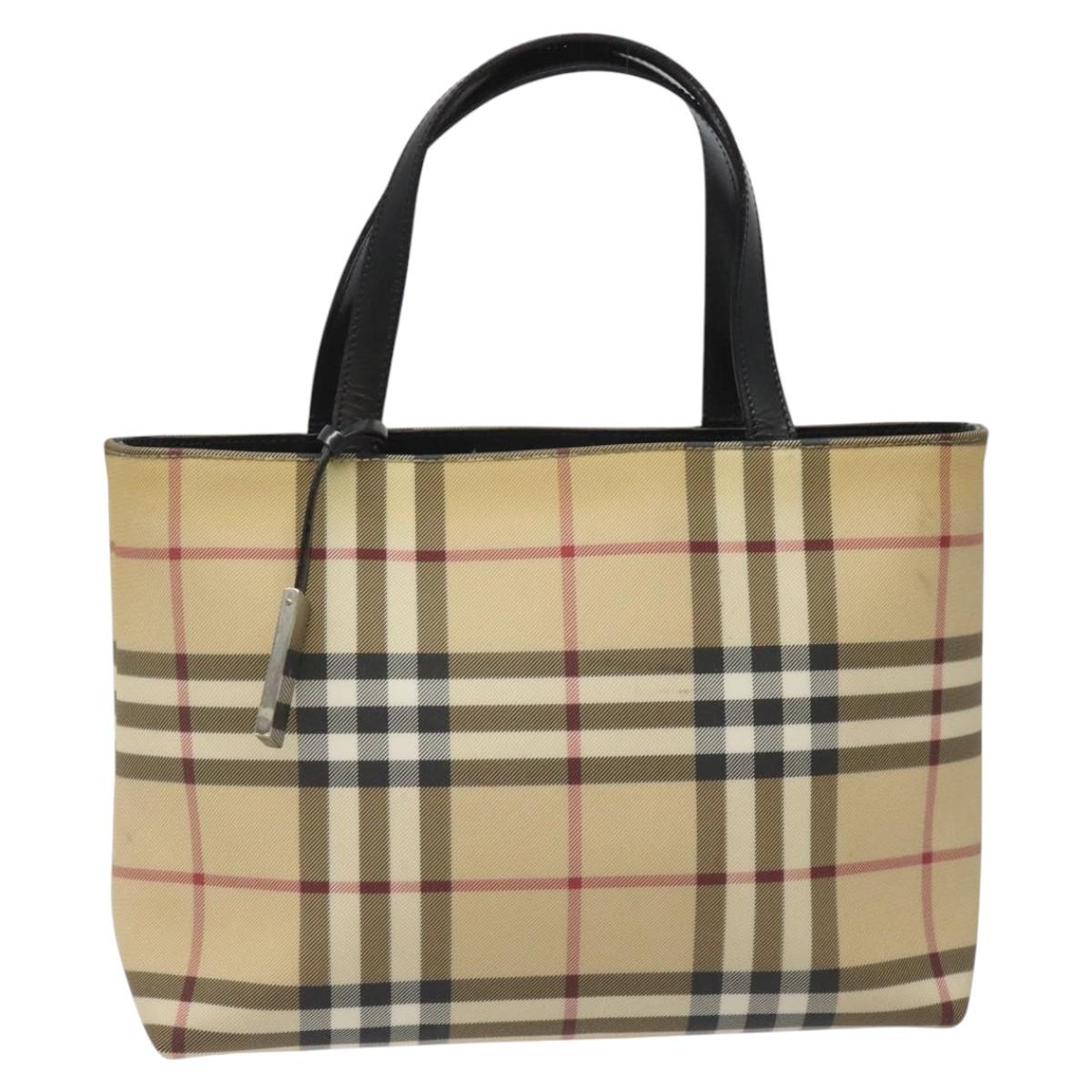 Burberry Nova Check Beige Canvas Handbag (Pre-Owned)