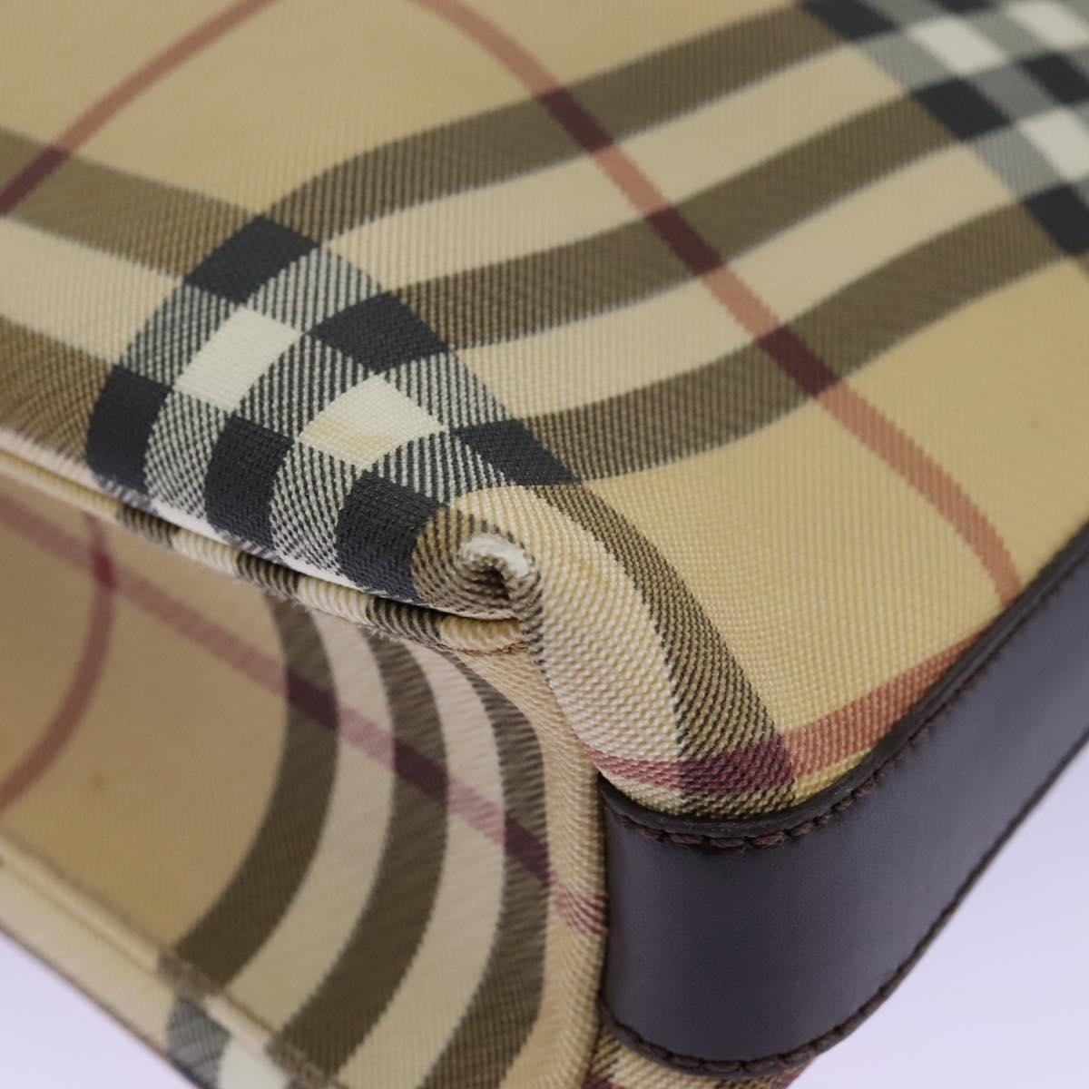 Burberry Nova Check Beige Canvas Shoulder Bag (Pre-Owned)