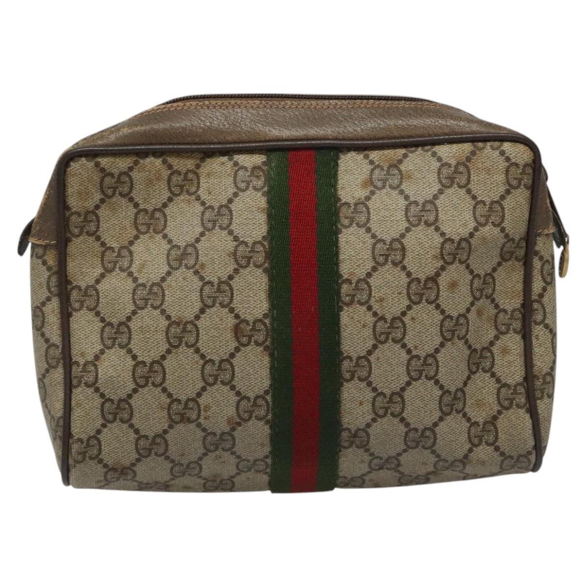 Gucci Ophidia Beige Canvas Clutch Bag (Pre-Owned)