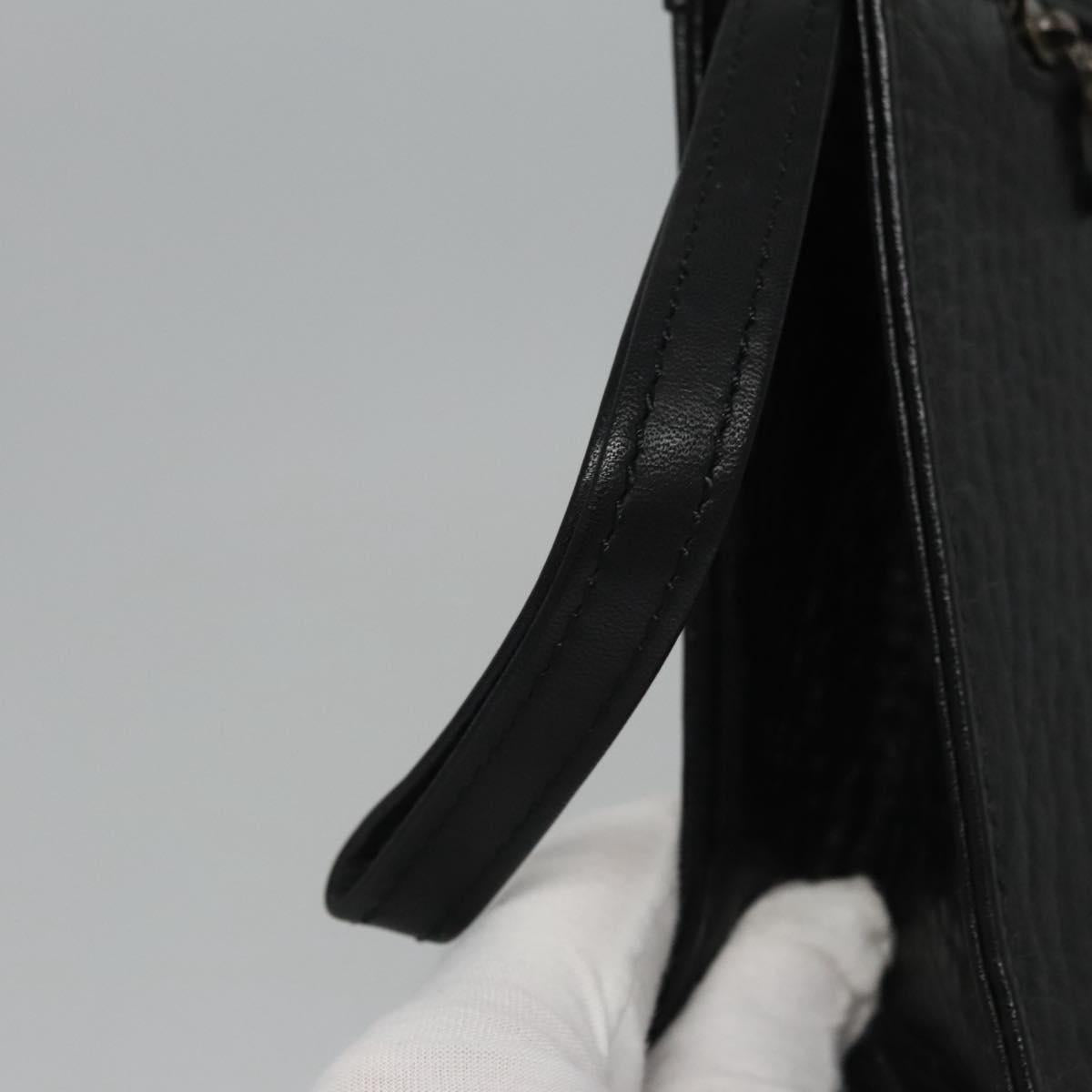 Burberry Check Link Black Leather Clutch Bag (Pre-Owned)