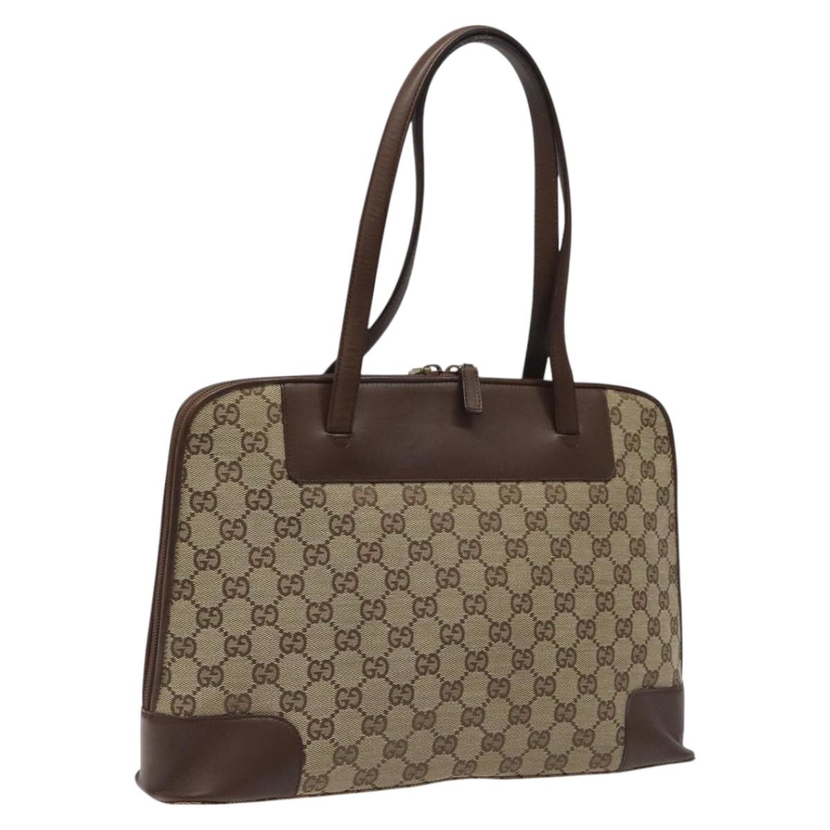 Gucci Gg Canvas Beige Canvas Shoulder Bag (Pre-Owned)