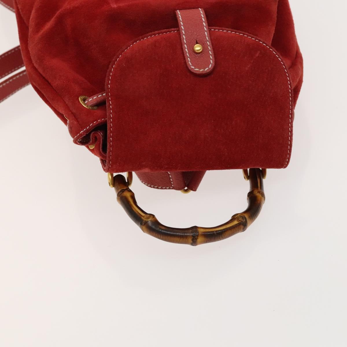 Gucci Bamboo Red Suede Backpack Bag (Pre-Owned)
