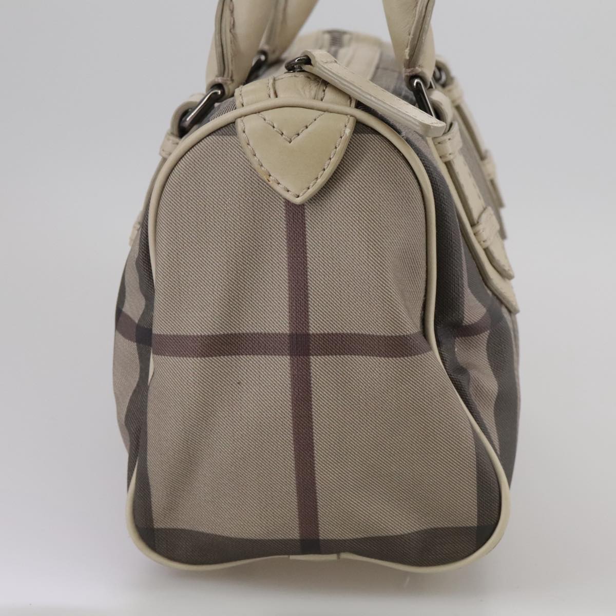 Burberry Smoke Check Grey Canvas Handbag (Pre-Owned)