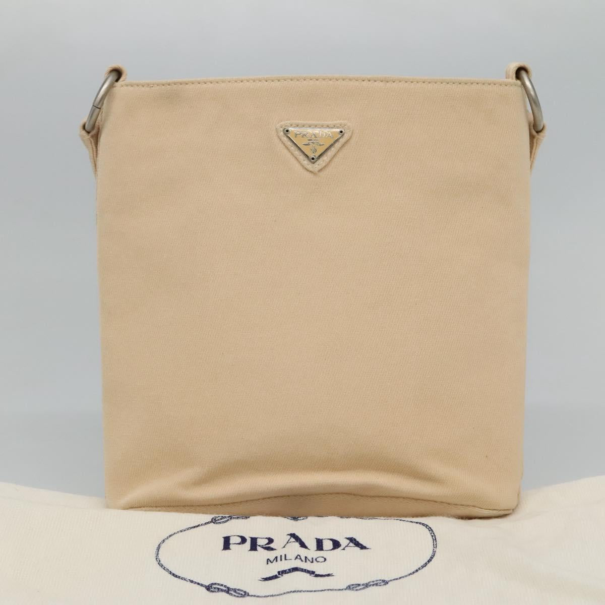 Prada Beige Canvas Shoulder Bag (Pre-Owned)