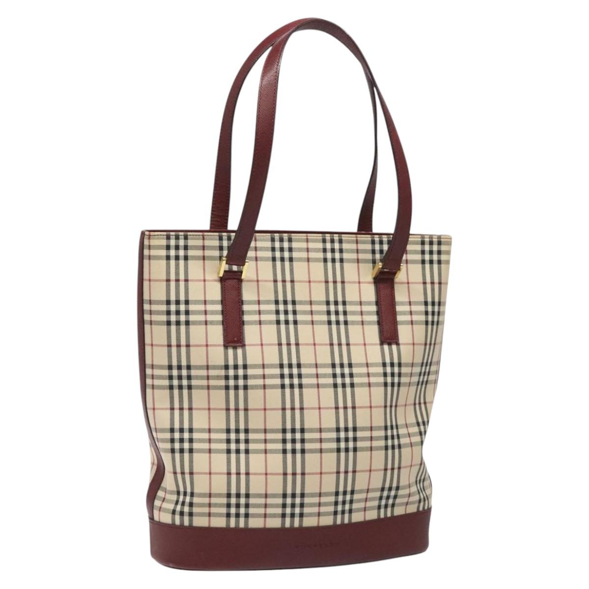 Burberry Nova Check Beige Canvas Tote Bag (Pre-Owned)