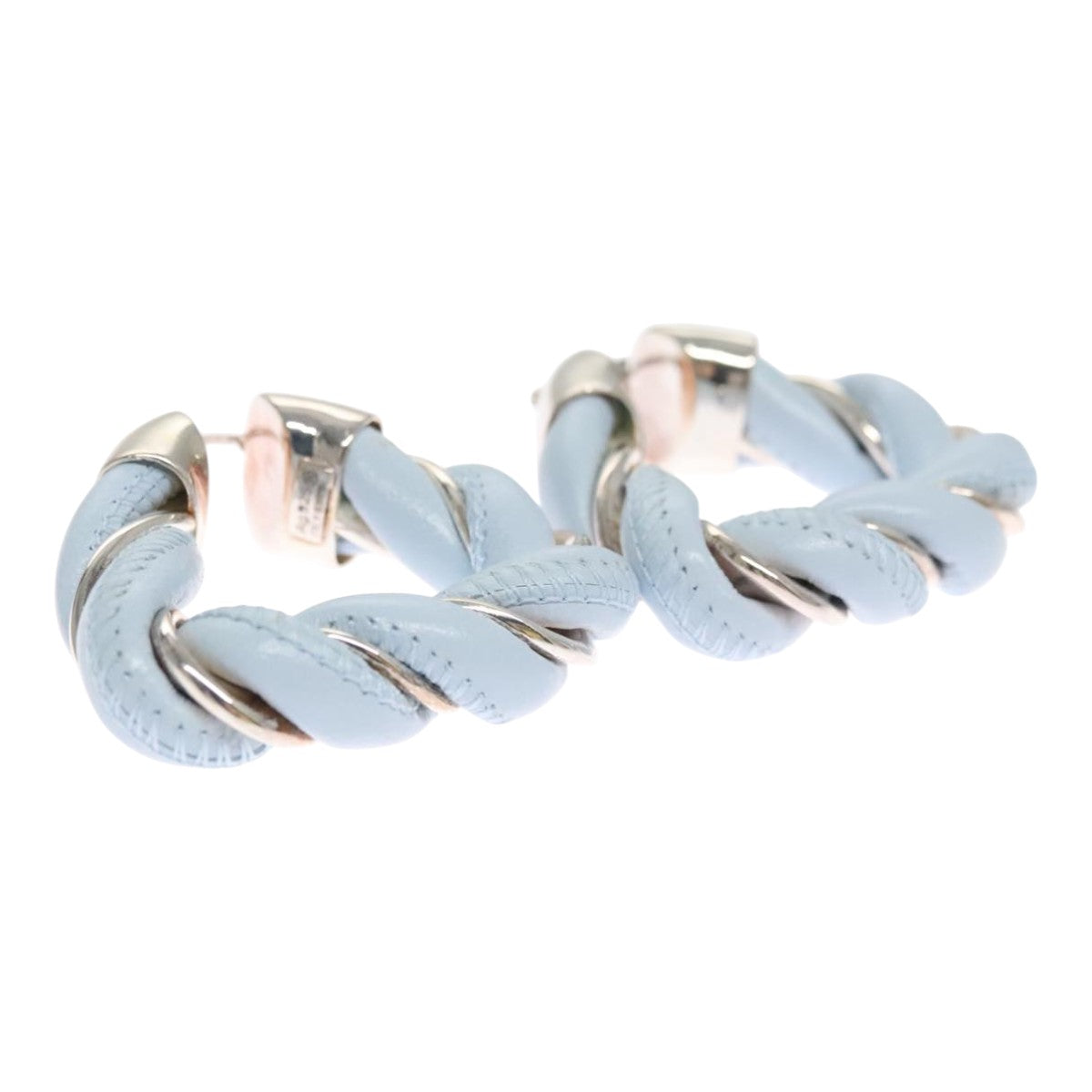 Bottega Veneta The Twist Blue Leather Earring Jewelry (Pre-Owned)