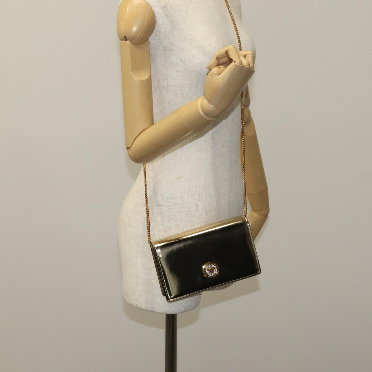 Versace Medusa Gold Patent Leather Shoulder Bag (Pre-Owned)