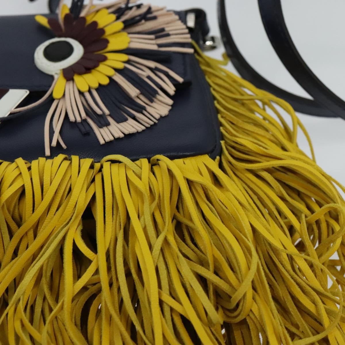 Fendi Monster Navy Leather Shoulder Bag (Pre-Owned)