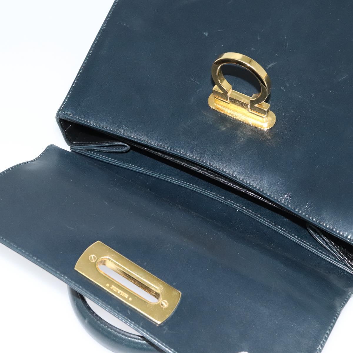 Salvatore Ferragamo Gancini Black Leather Handbag (Pre-Owned)