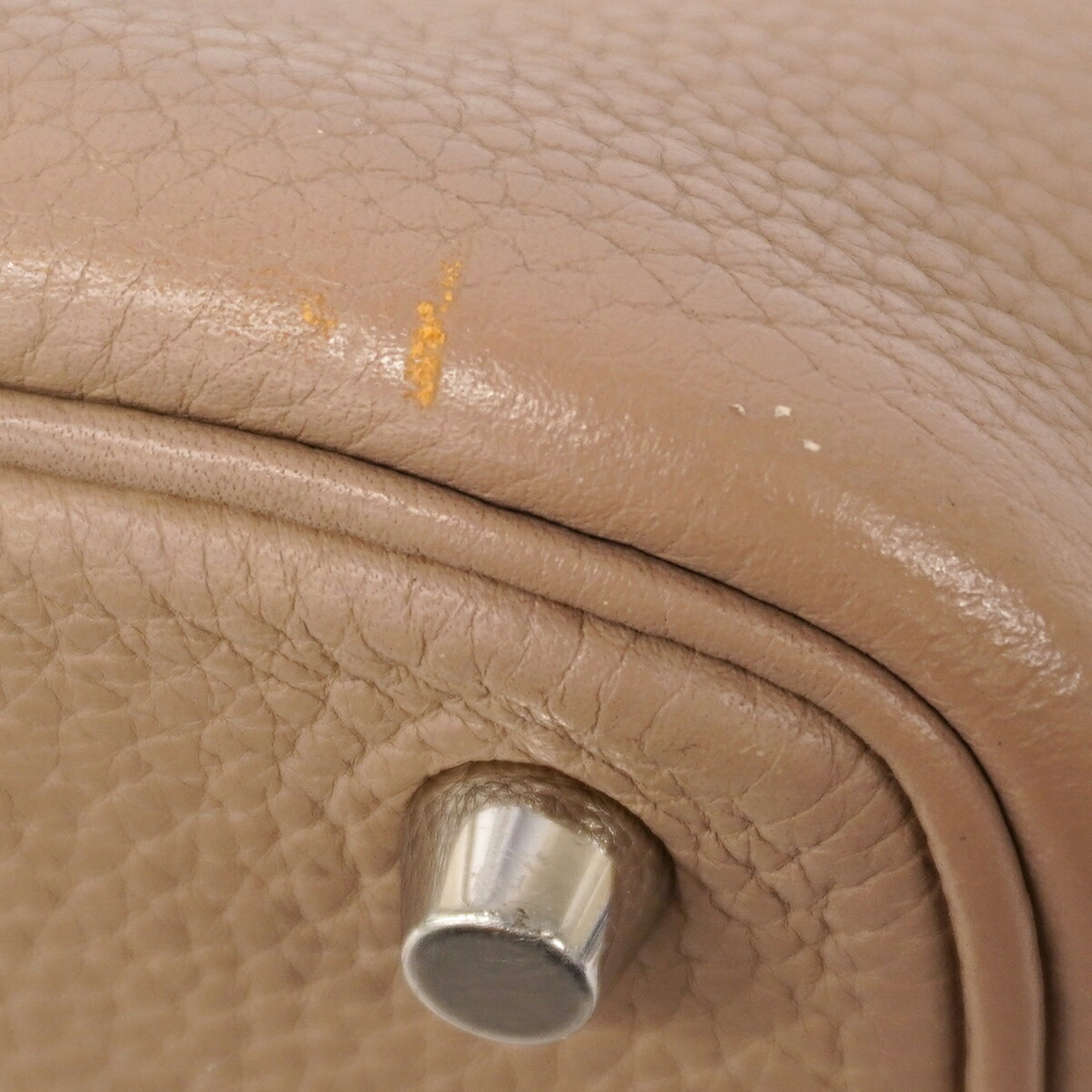 Hermes Argile Taurillon Clemence Leather Handbag (Pre-Owned)