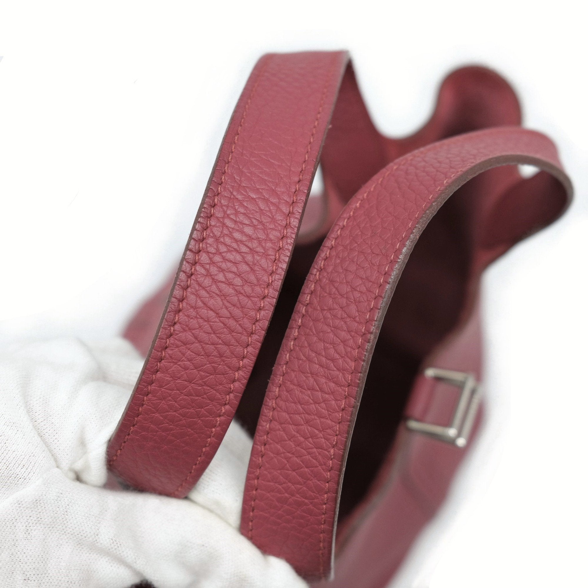 Hermes Rouge H Taurillon Clemence Leather Handbag Tote Bag (Pre-Owned)