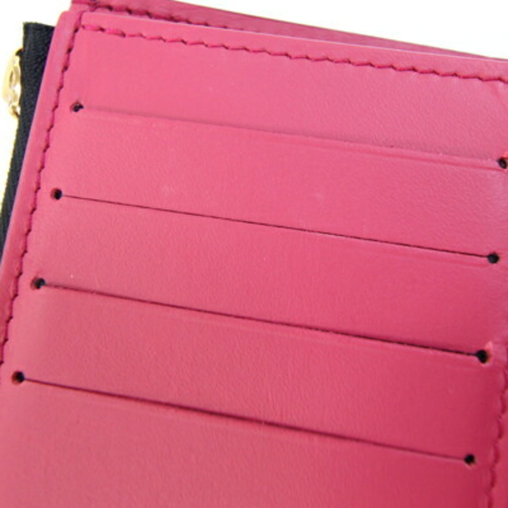 Louis Vuitton Bicolor Hot Pink Noir Leather Wallet (Tri-Fold) (Pre-Owned)