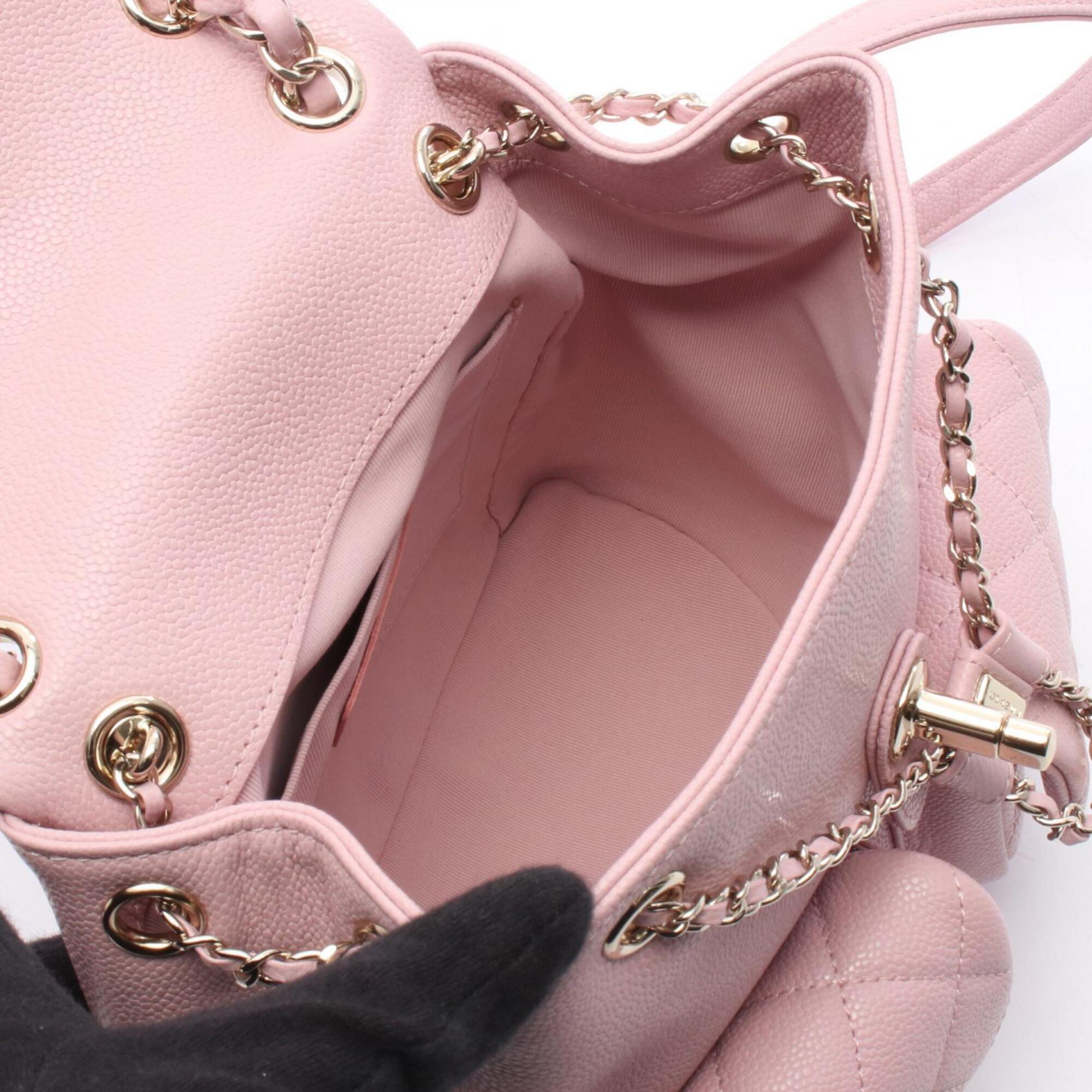 Chanel Pink Grained Calfskin Backpack Handbag (Pre-Owned)