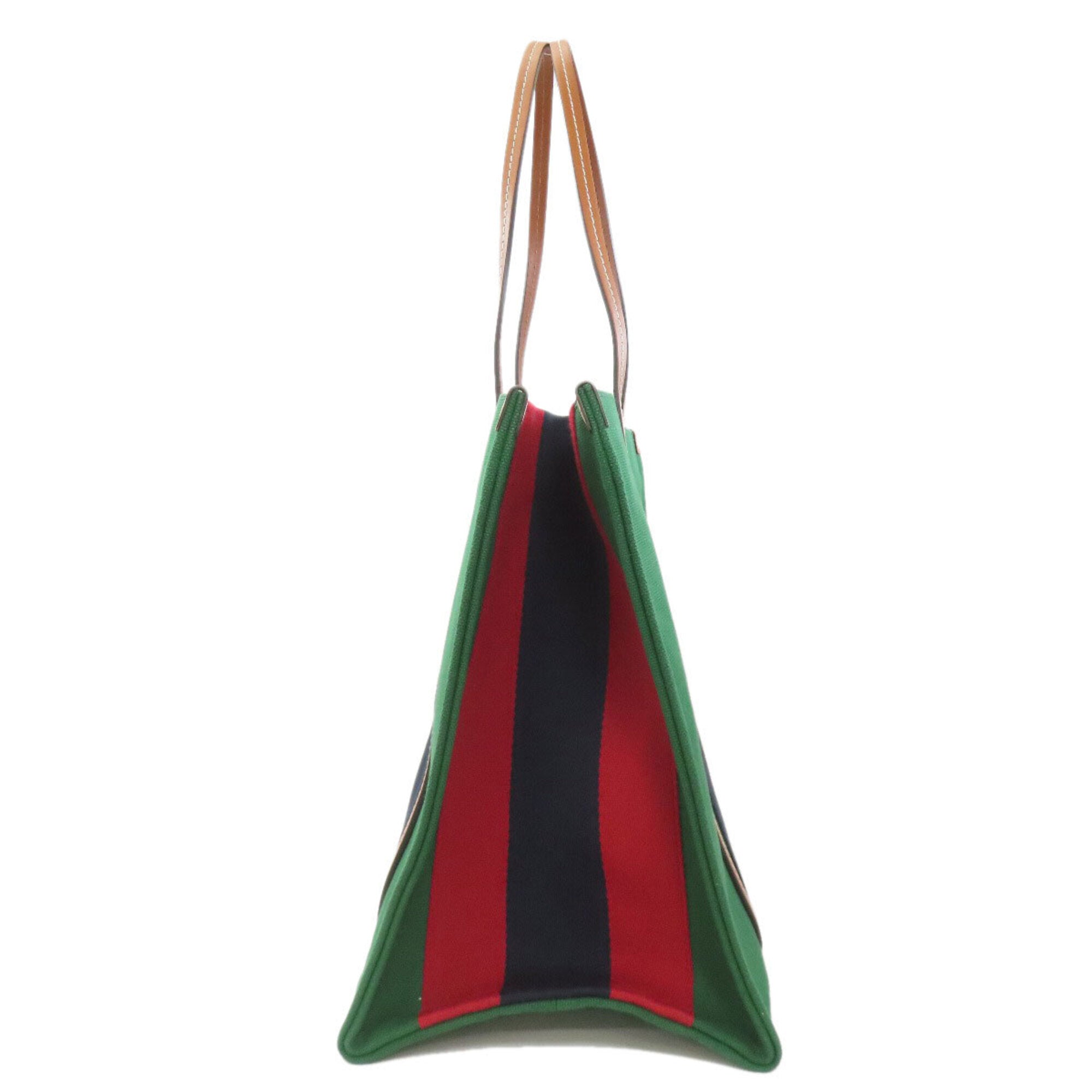 Gucci Green Canvas Leather Tote Bag (Pre-Owned)