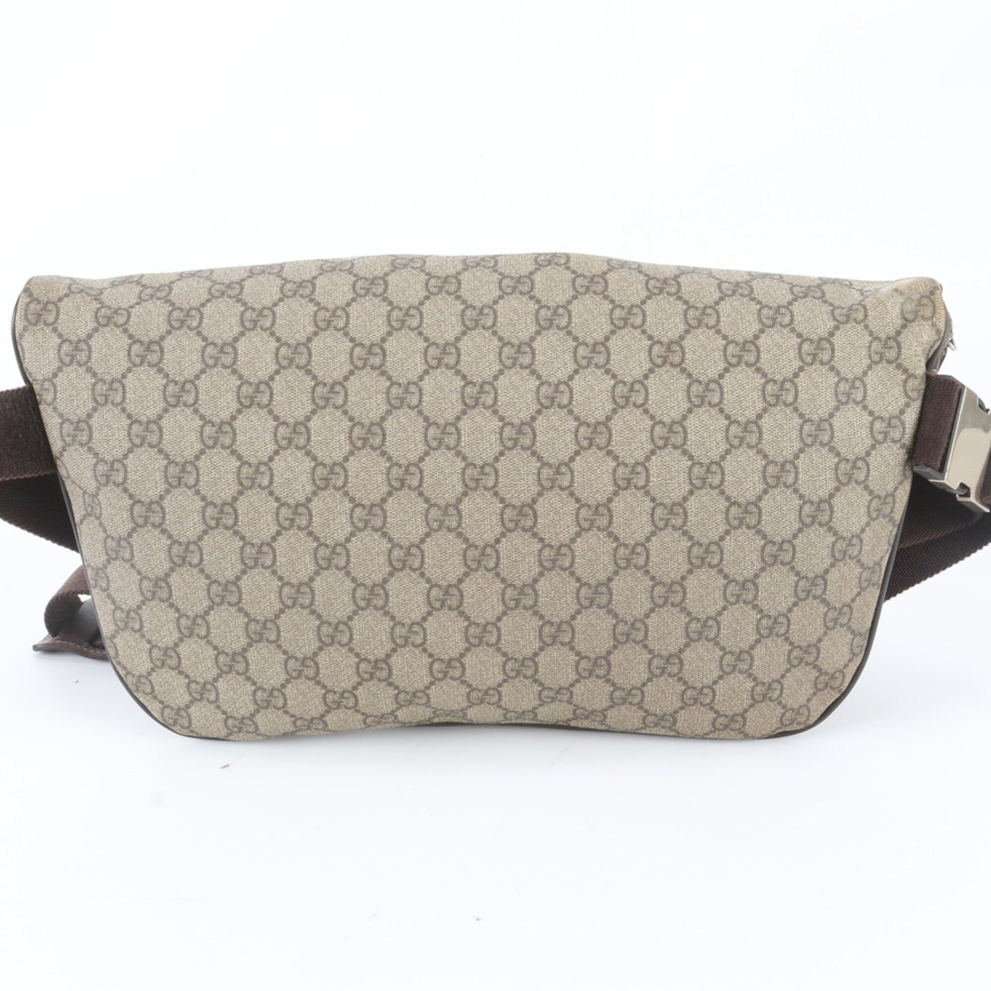 Gucci Beige Brown Leather Coated Canvas Fanny Pack Shoulder Bag Sling Bag Tote Bag (Pre-Owned)