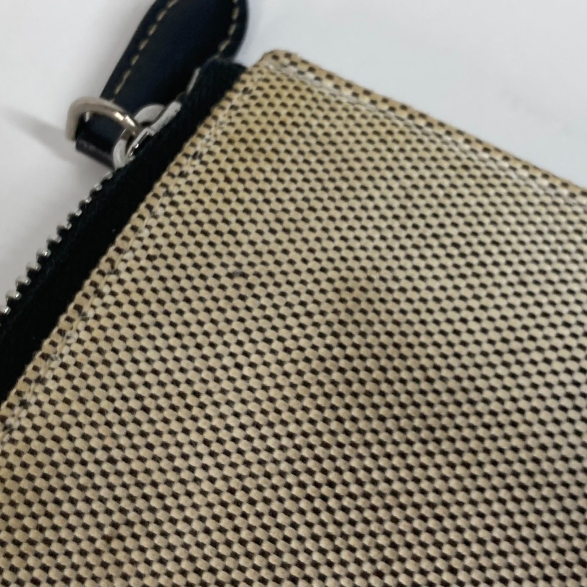 Burberry Black Gray Canvas Leather Clutch Bag Handbag (Pre-Owned)