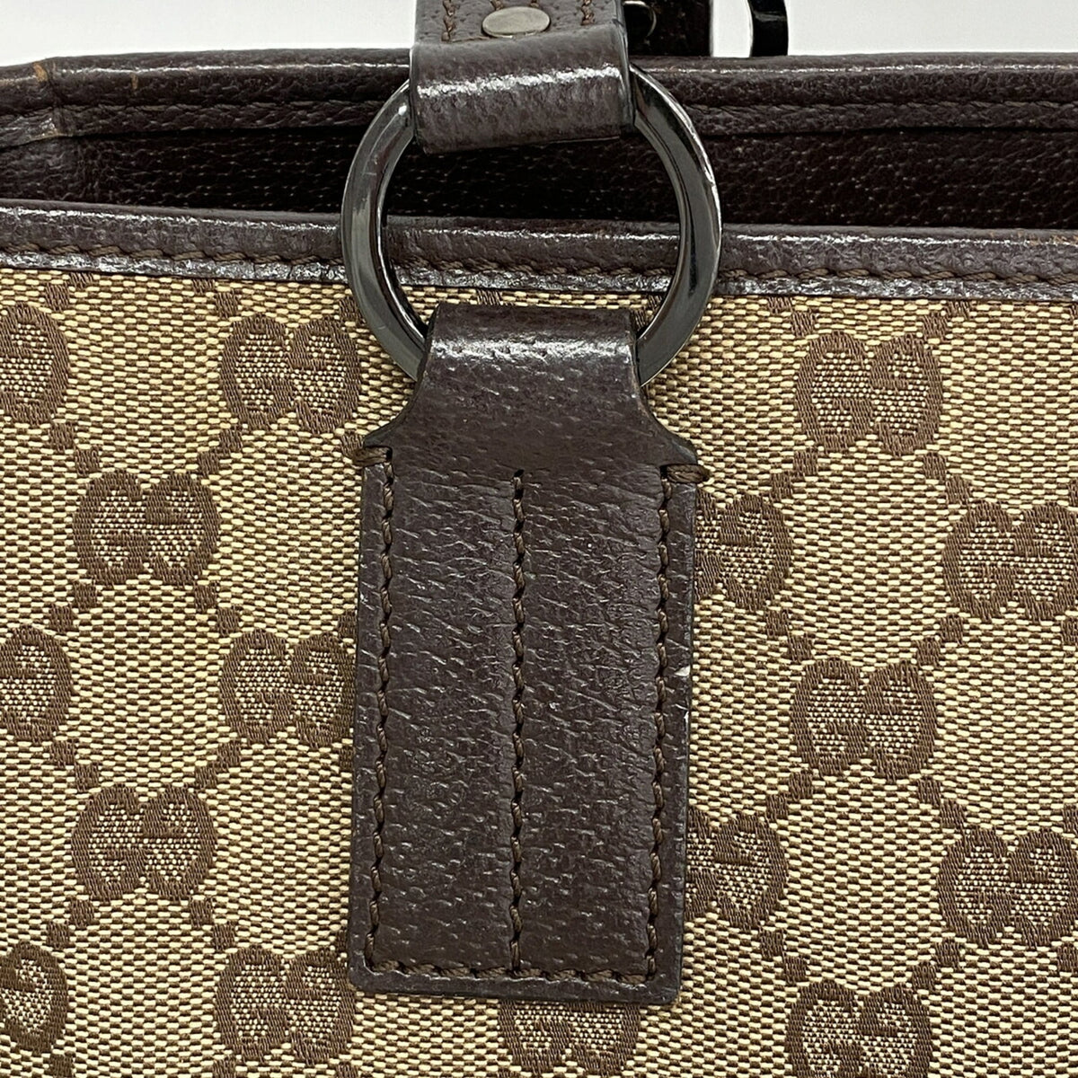 Gucci Beige Brown Canvas Handbag (Pre-Owned)