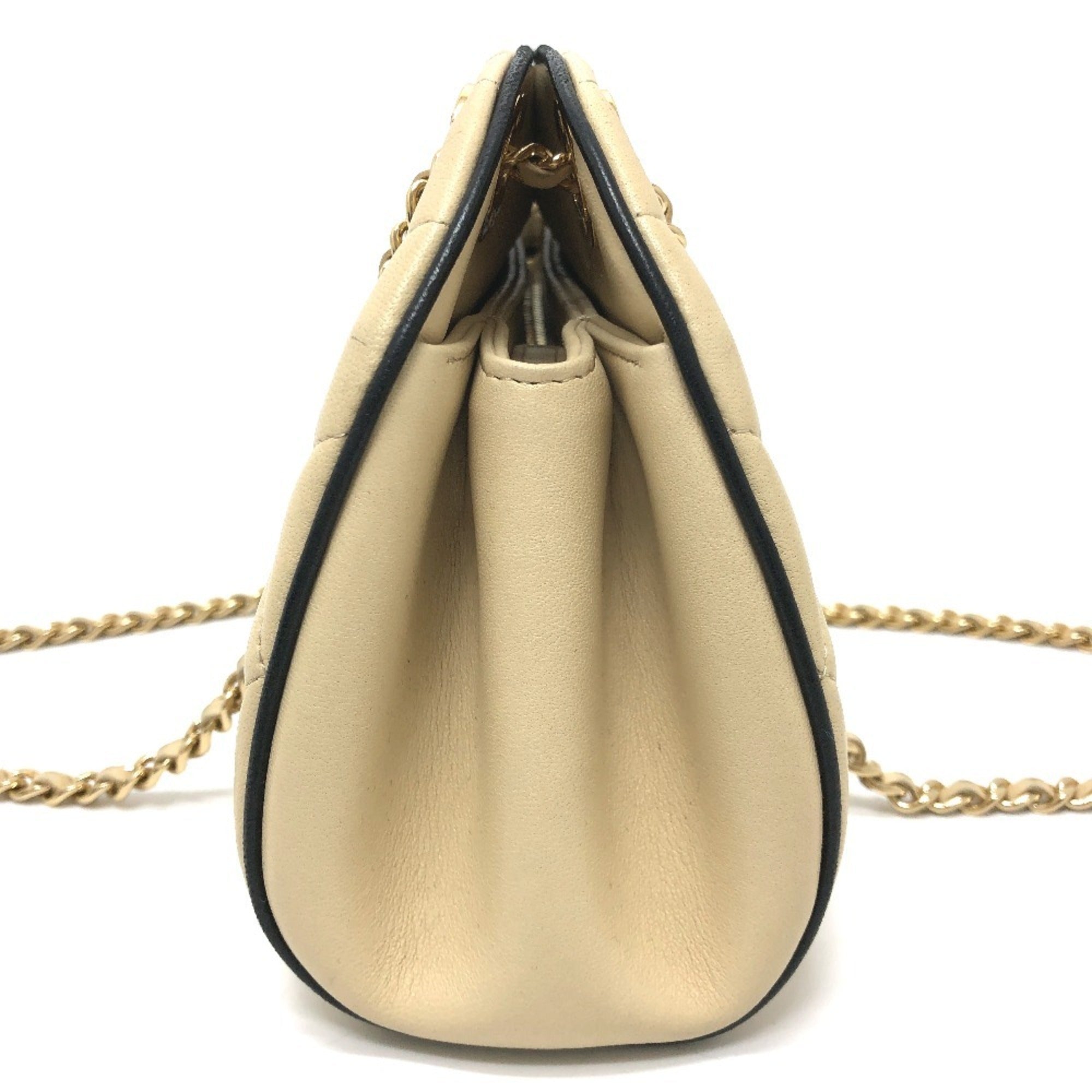 Chanel Beige Black Leather Handbag Shoulder Bag (Pre-Owned)