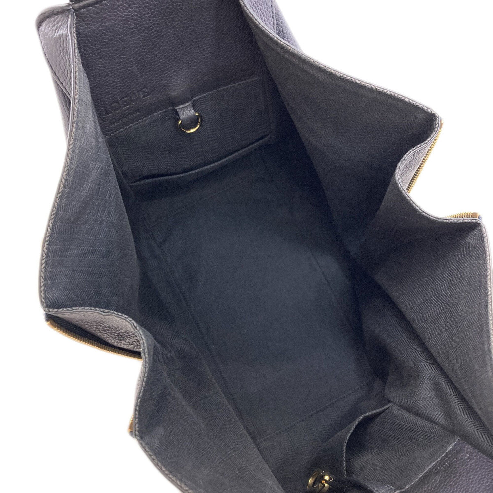 Loewe Hammock Black Dark Navy Leather Handbag (Pre-Owned)