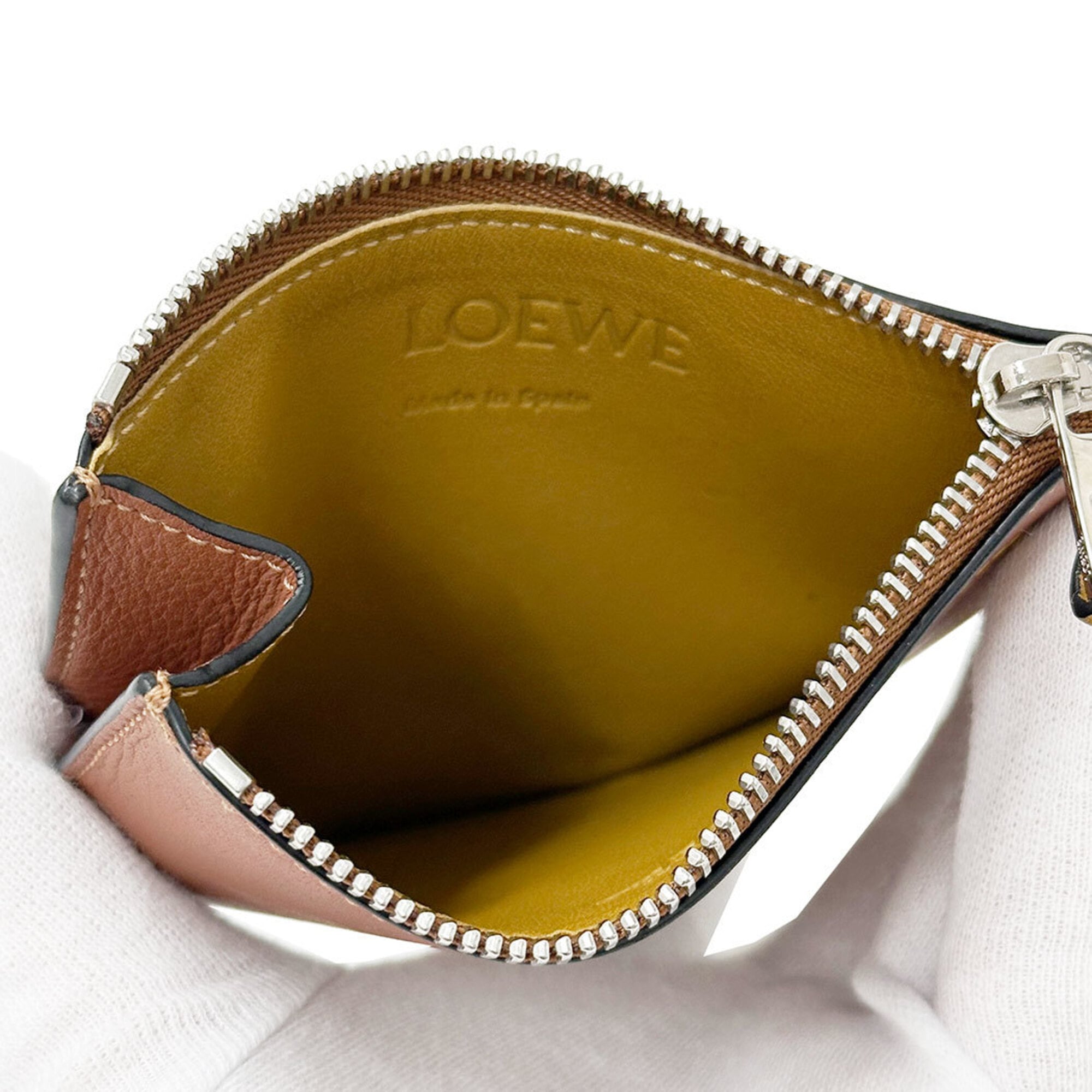 Loewe Brown Yellow Coin Purse/Coin Case (Pre-Owned)