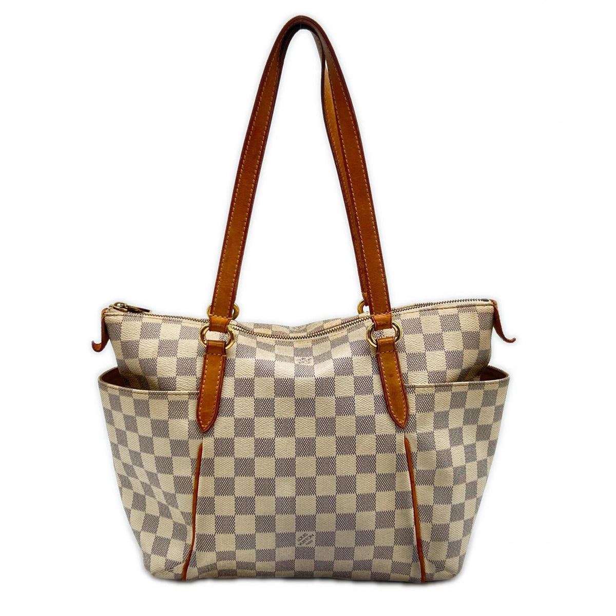 Louis Vuitton Azur Beige Brown Leather Coated Canvas Handbag (Pre-Owned)