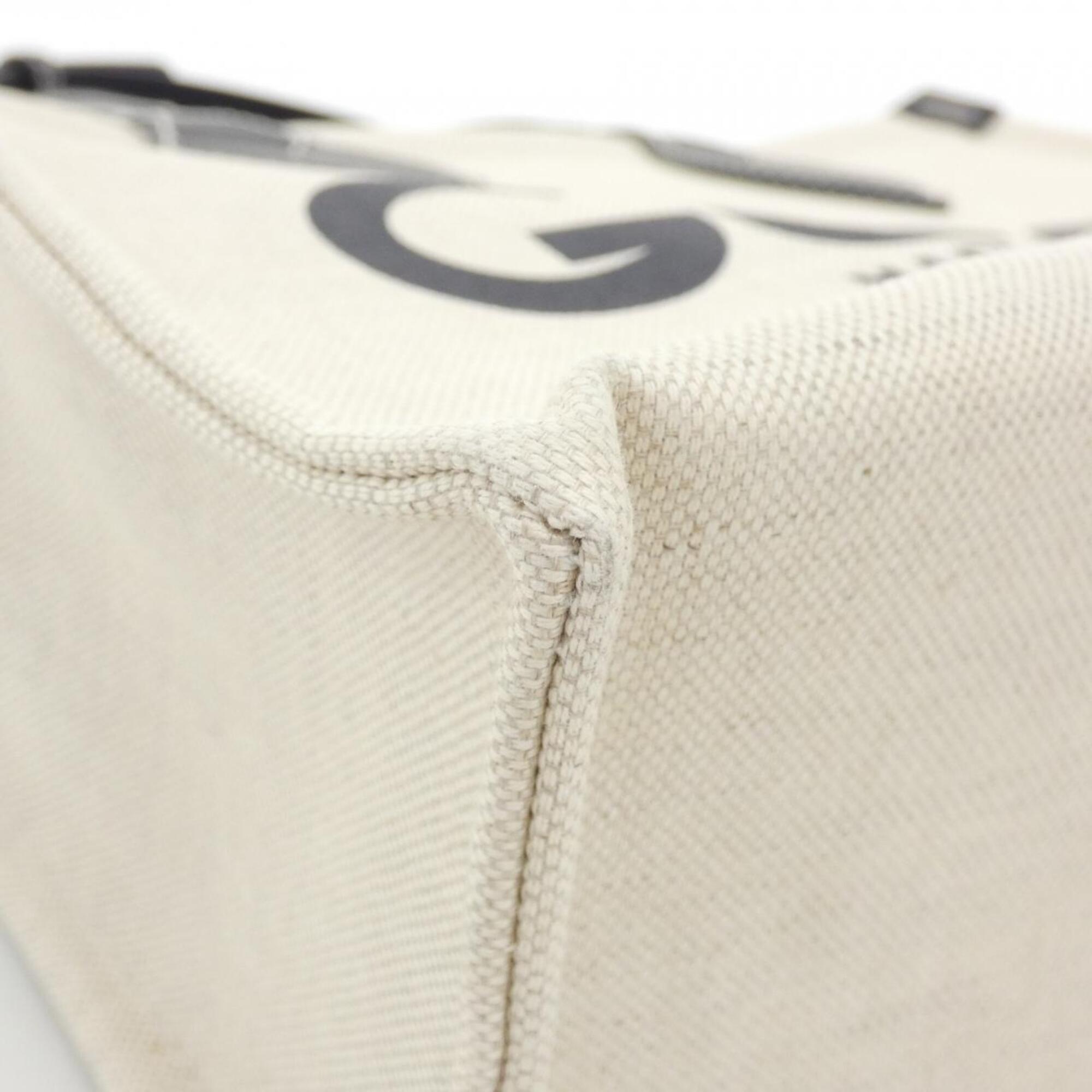Gucci Beige Dark Blue Cotton Leather Handbag Pouch (Pre-Owned)