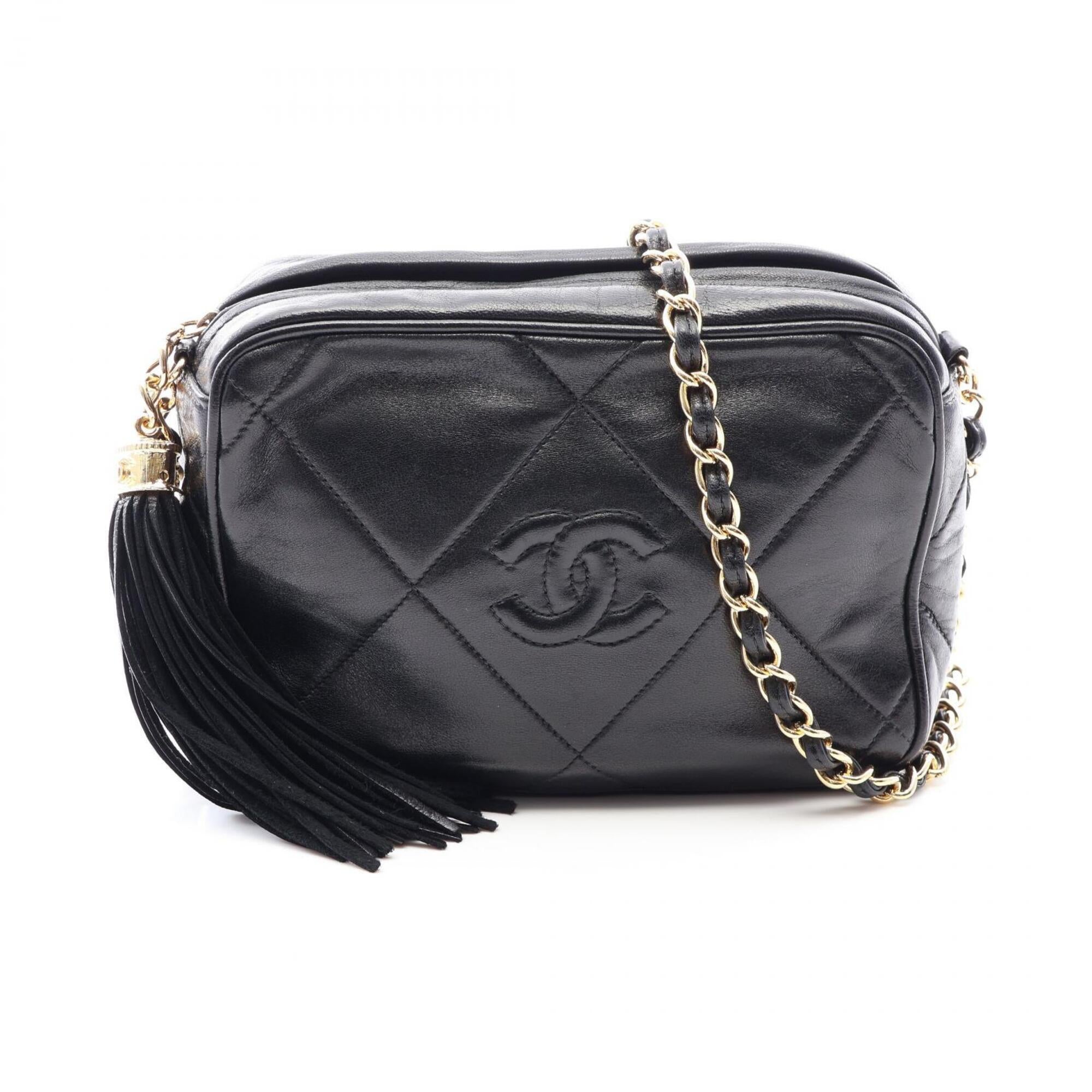 Chanel 2.55 Black Leather Handbag Shoulder Bag (Pre-Owned)