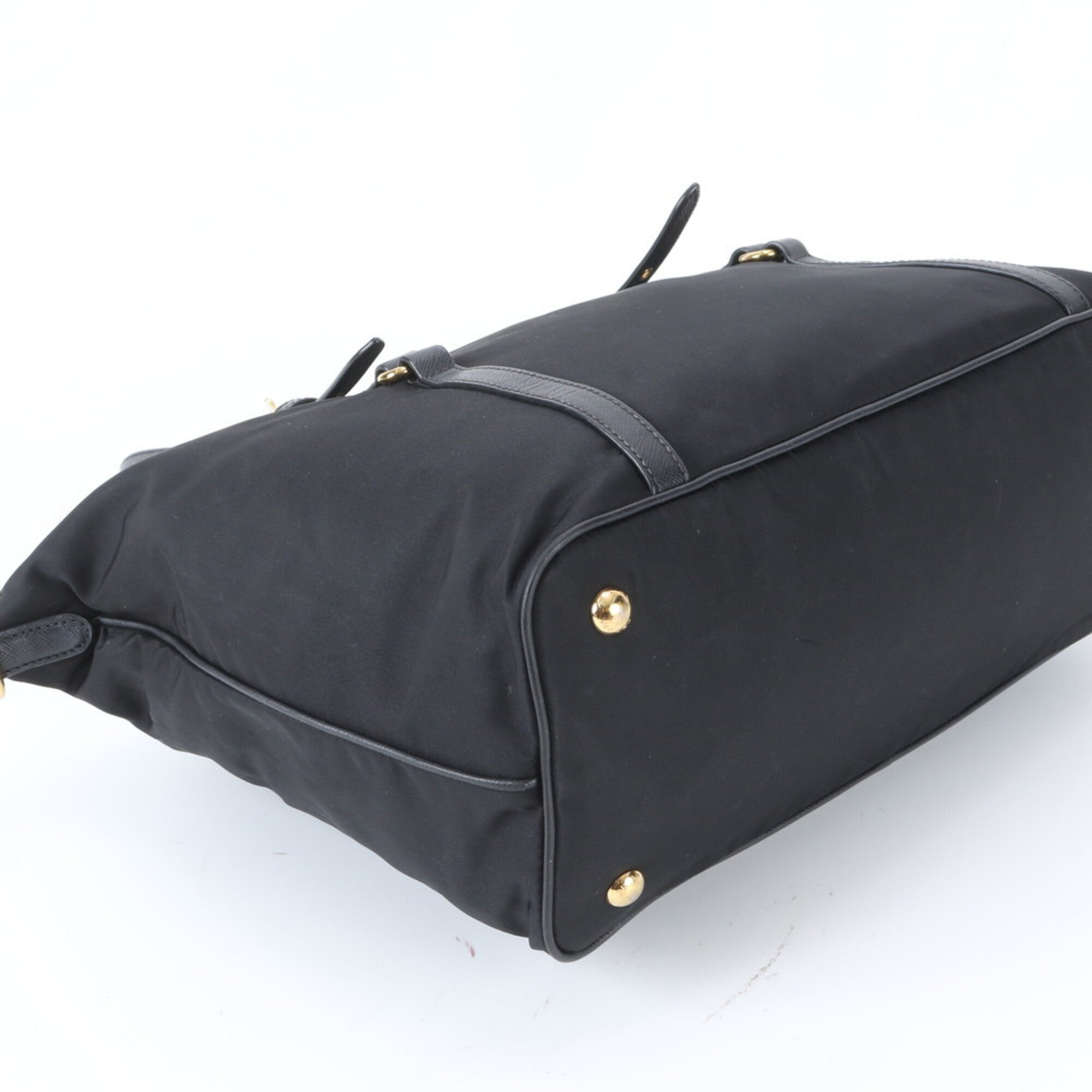Prada Saffiano Black Nylon Leather Tote Bag (Pre-Owned)