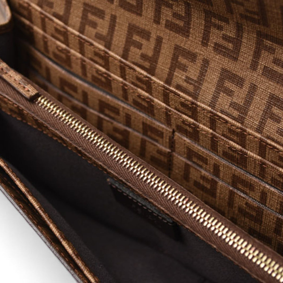 Fendi Zucca Beige Brown Zucca Long Wallet (Bi-Fold) (Pre-Owned)