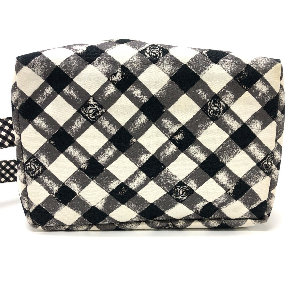 Chanel Black White Canvas Shoulder Bag (Pre-Owned)