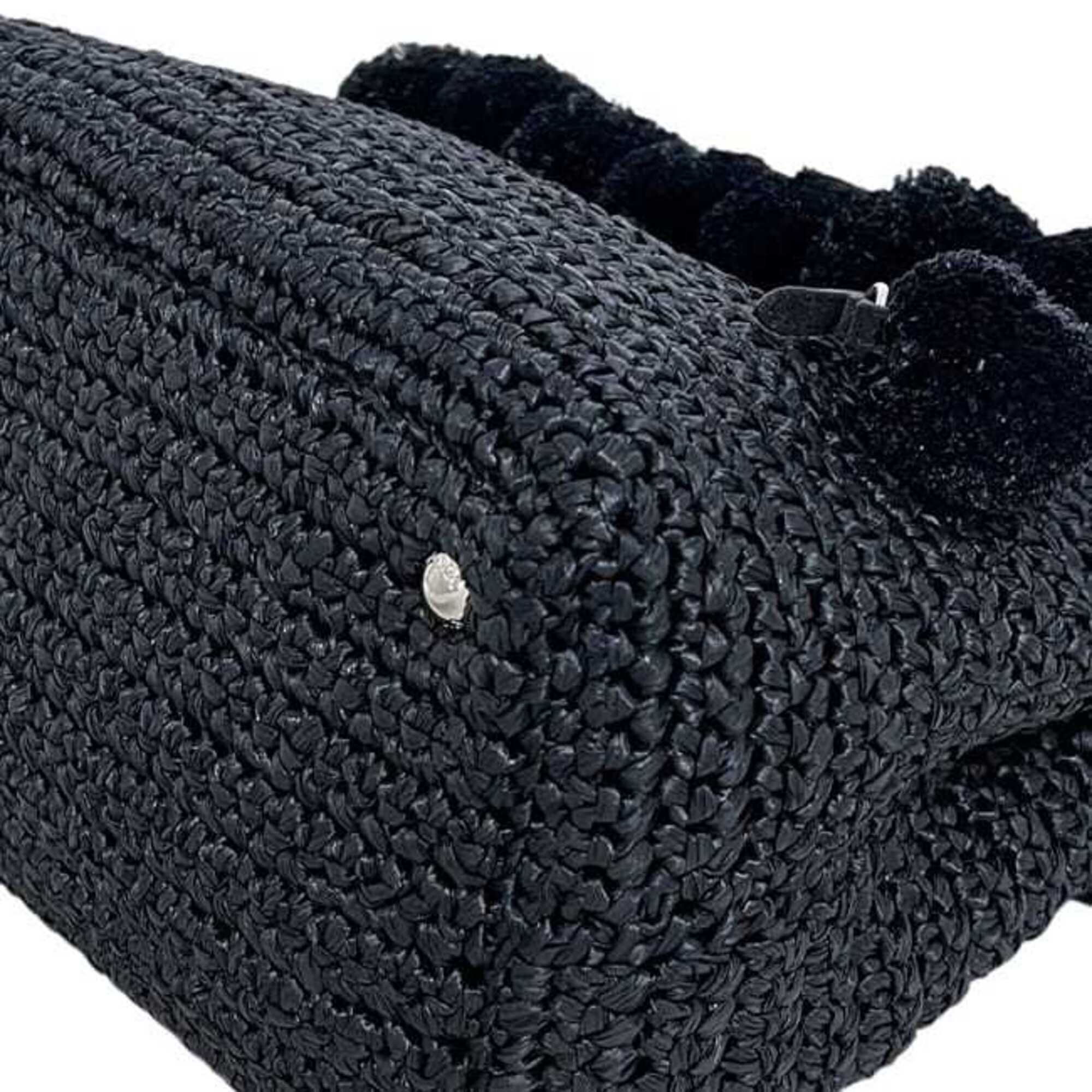 Prada Black Nero Raffia Handbag Shoulder Bag (Pre-Owned)