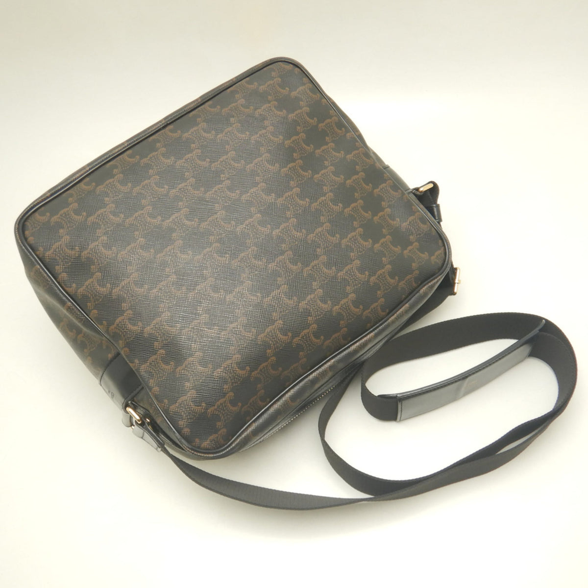 Celine Dark Brown Coated Canvas Messenger Bag Shoulder Bag (Pre-Owned)