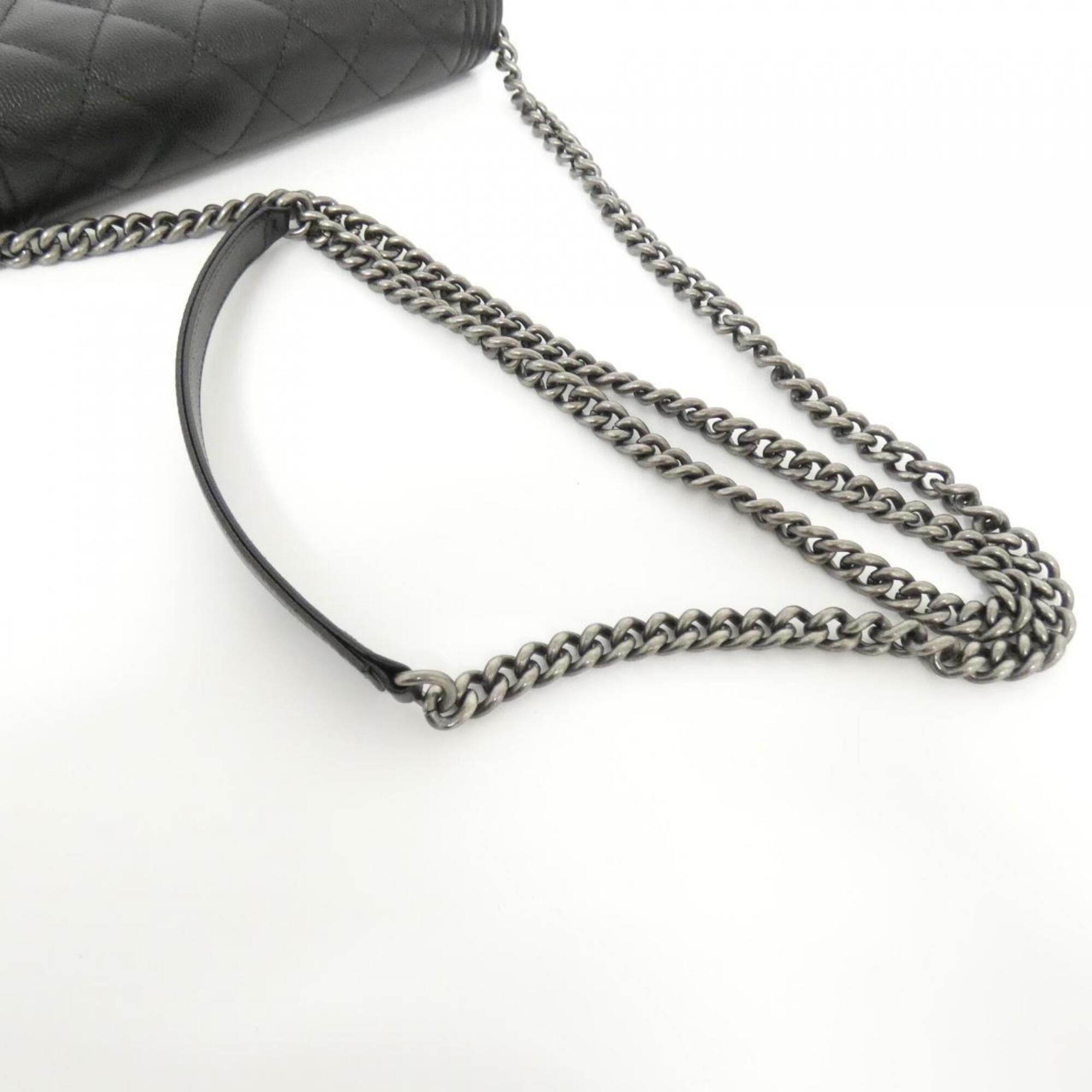 Chanel Black Grained Calfskin Chain/Shoulder Wallet (Pre-Owned)