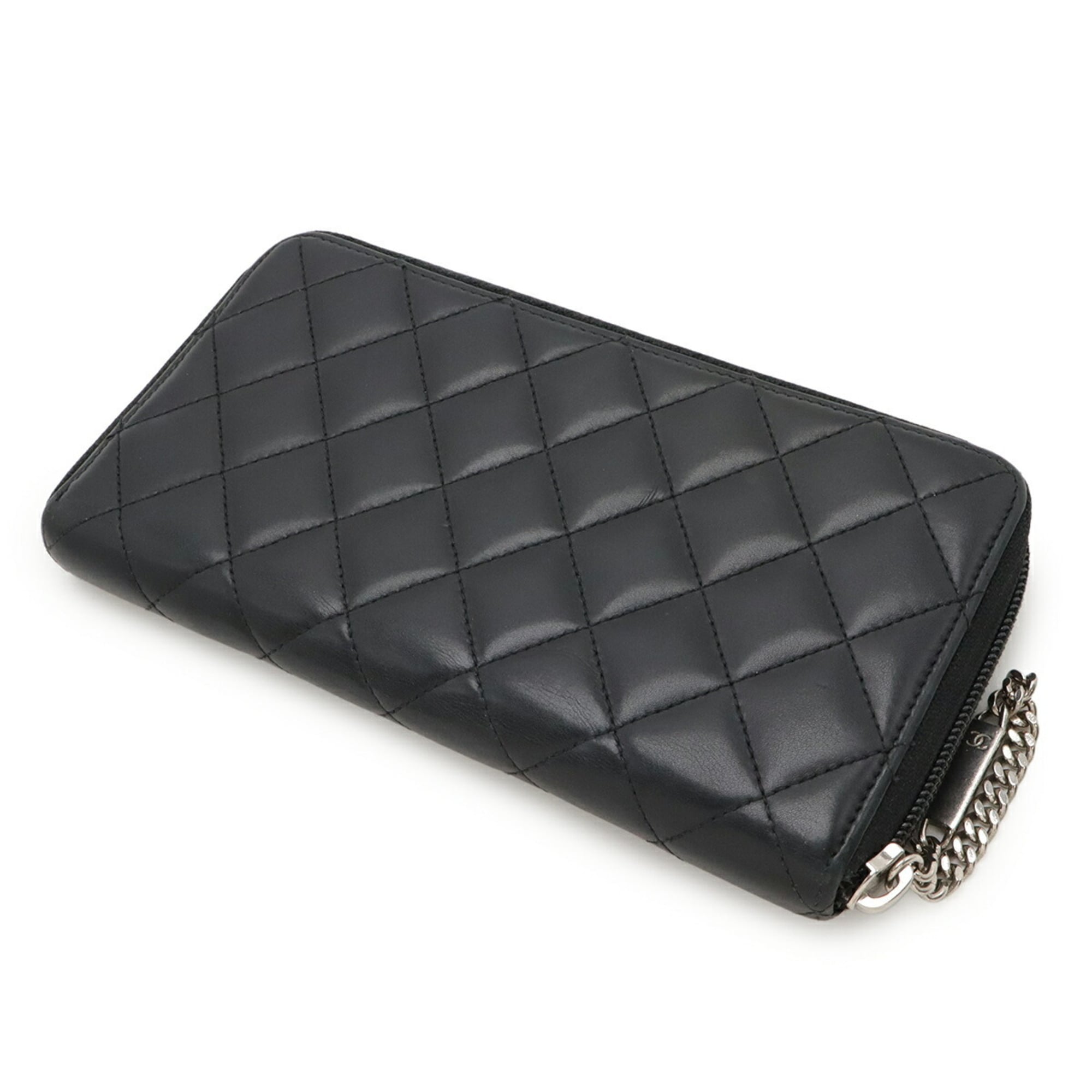 Chanel Black Pink Leather Long Wallet (Bi-Fold) (Pre-Owned)