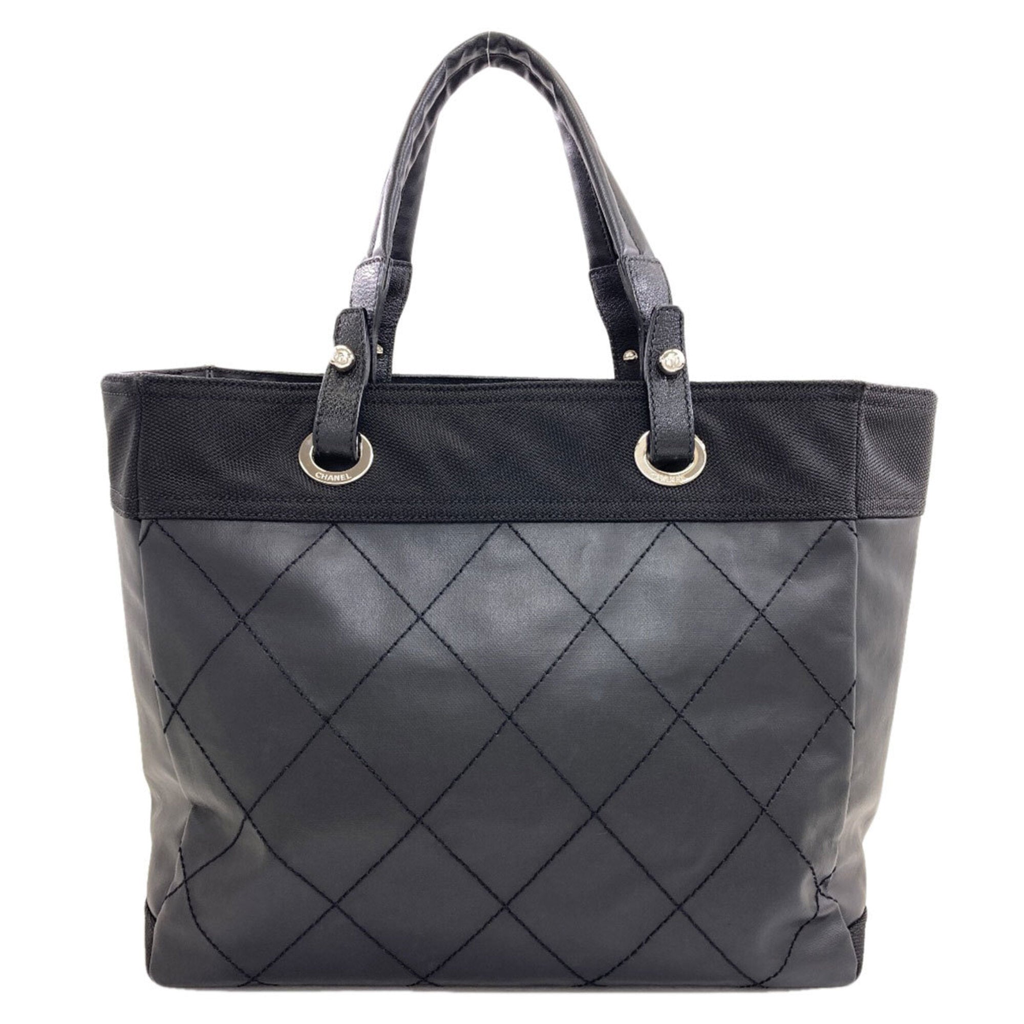 Chanel Black Coated Canvas Tote Bag (Pre-Owned)