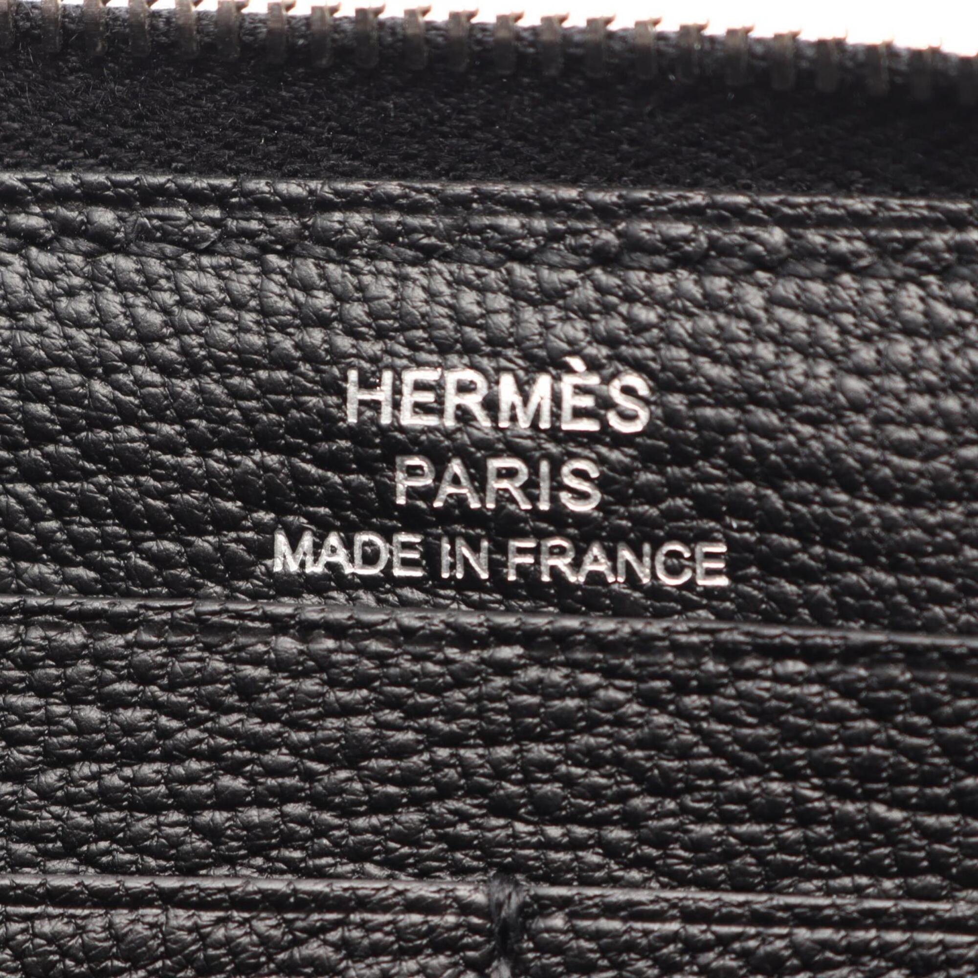 Hermes Black Chevre Leather Long Wallet (Bi-Fold) (Pre-Owned)