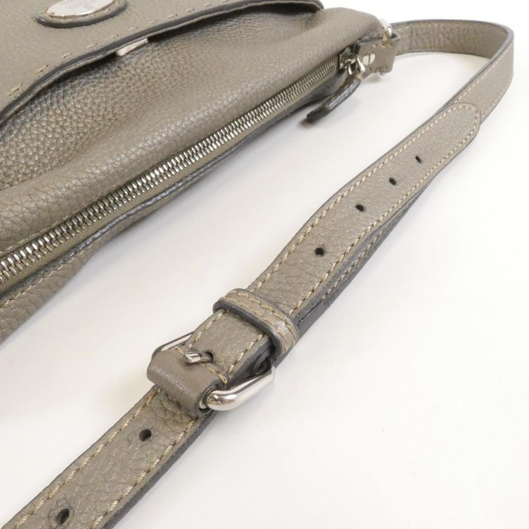 Fendi Gray Leather Handbag (Pre-Owned)