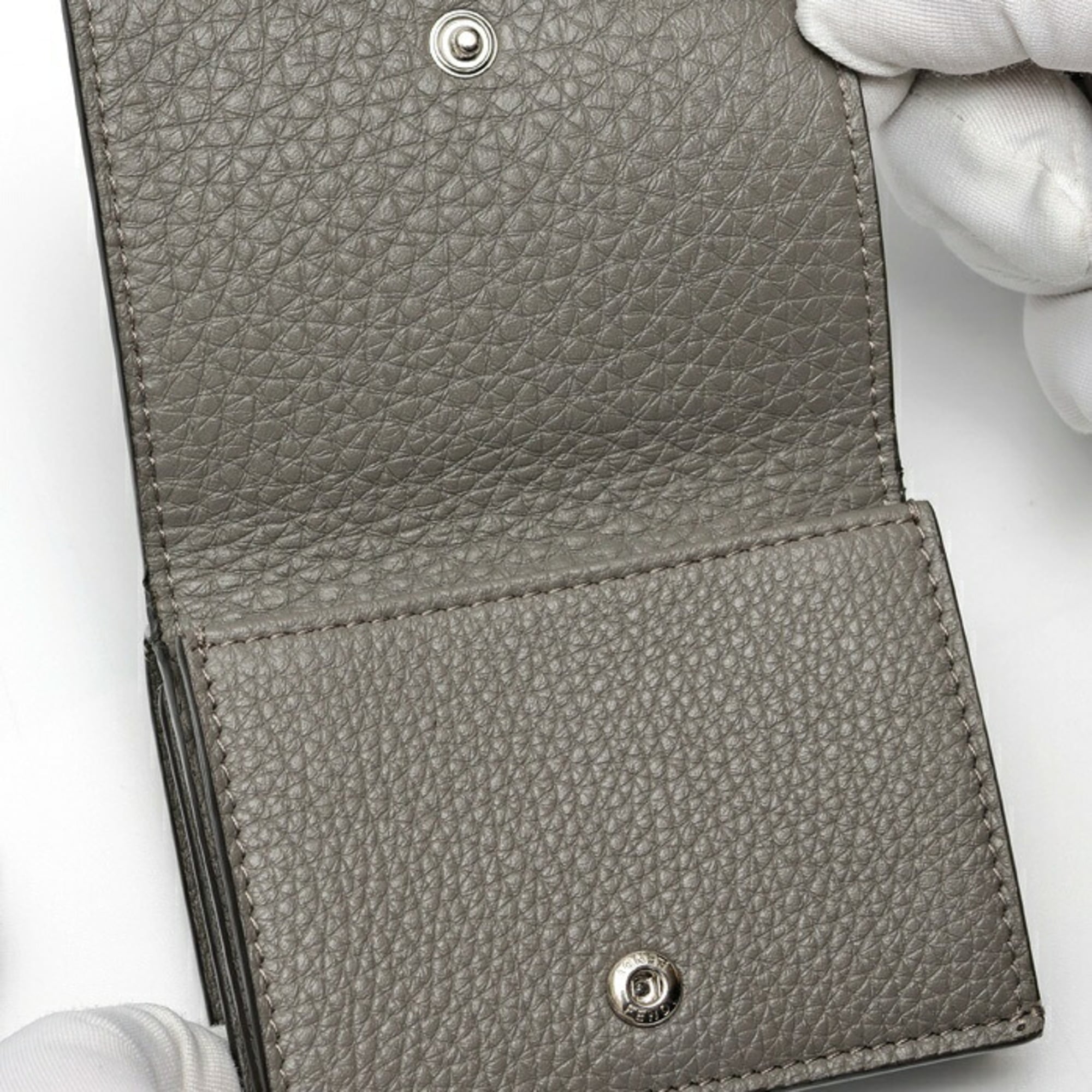 Fendi Gray Leather Wallet (Tri-Fold) (Pre-Owned)