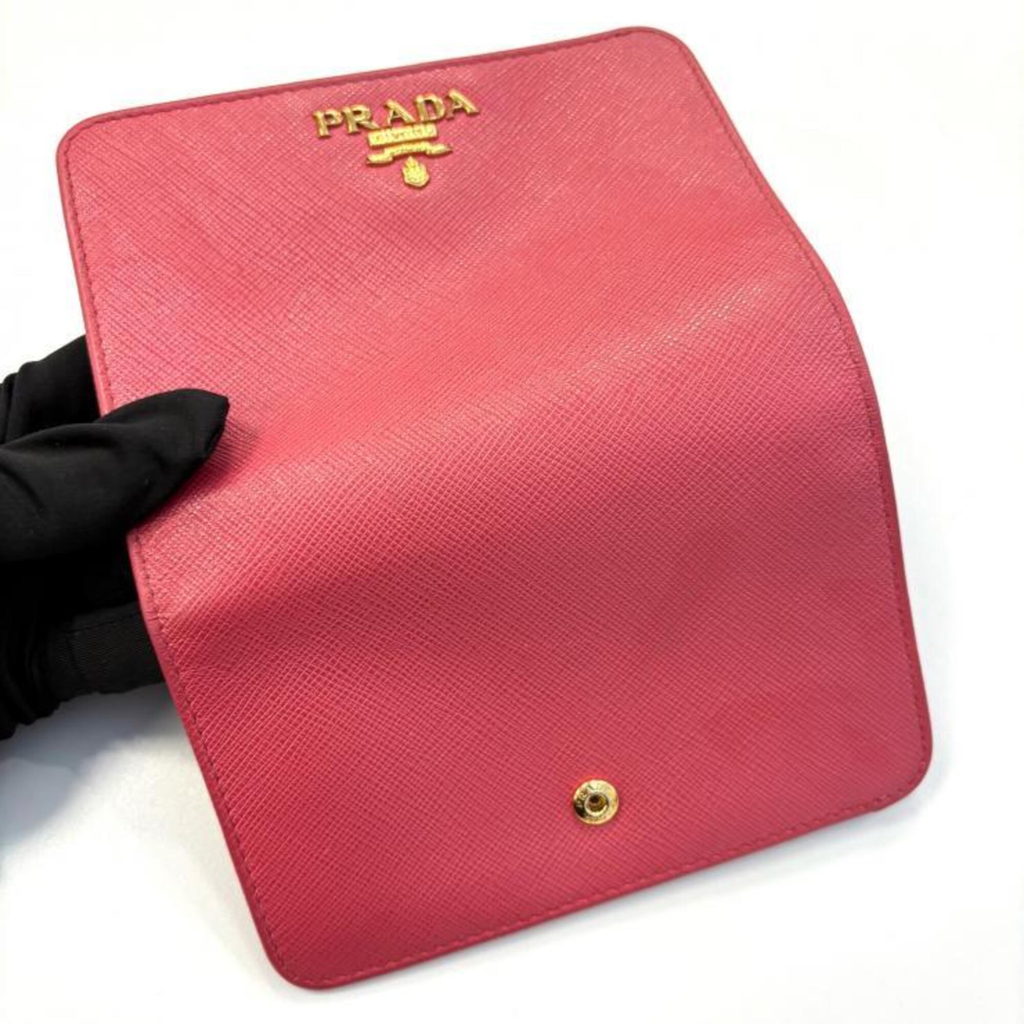 Prada Pink Saffiano Metal Wallet (Bi-Fold) (Pre-Owned)