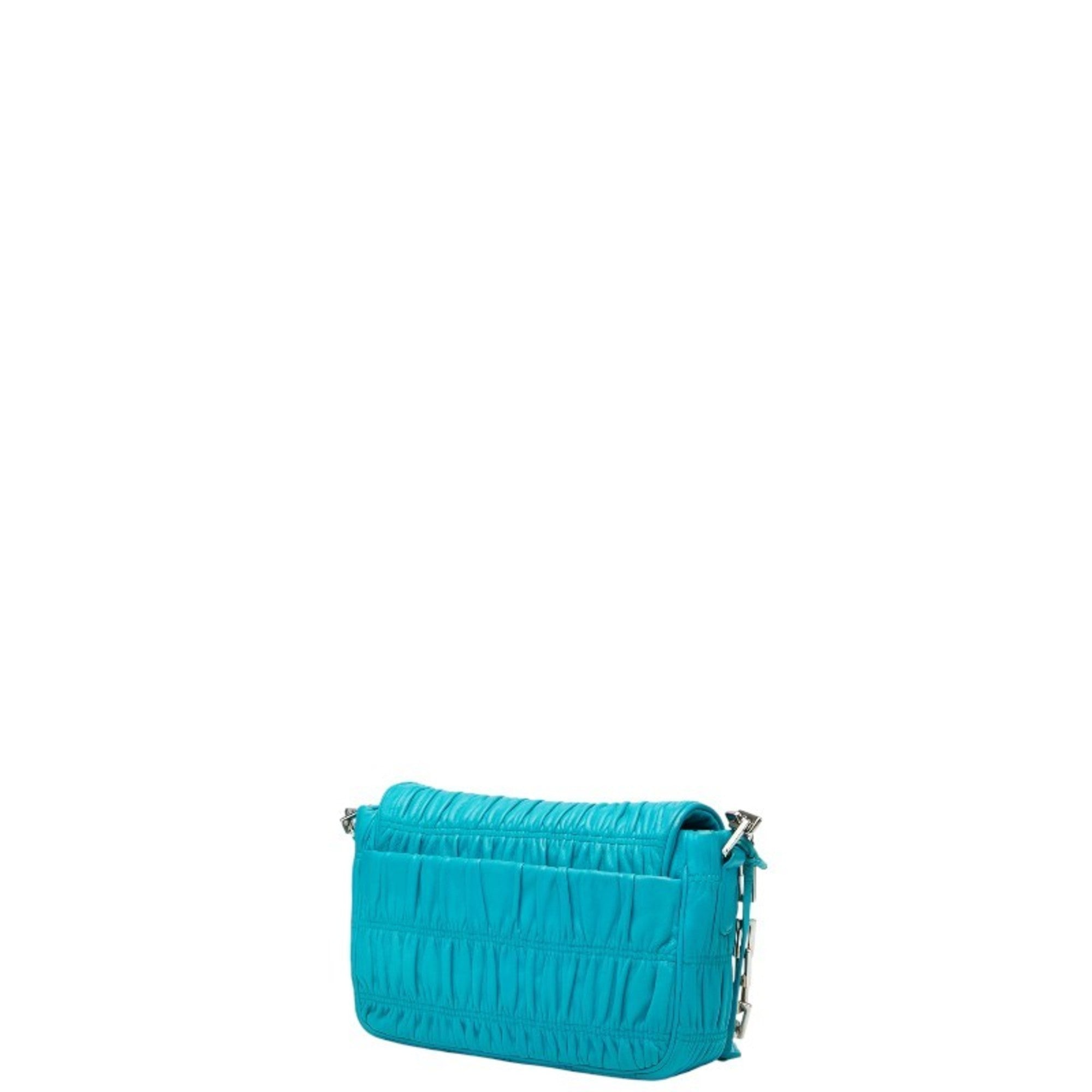 Prada Blue Leather Shoulder Bag (Pre-Owned)