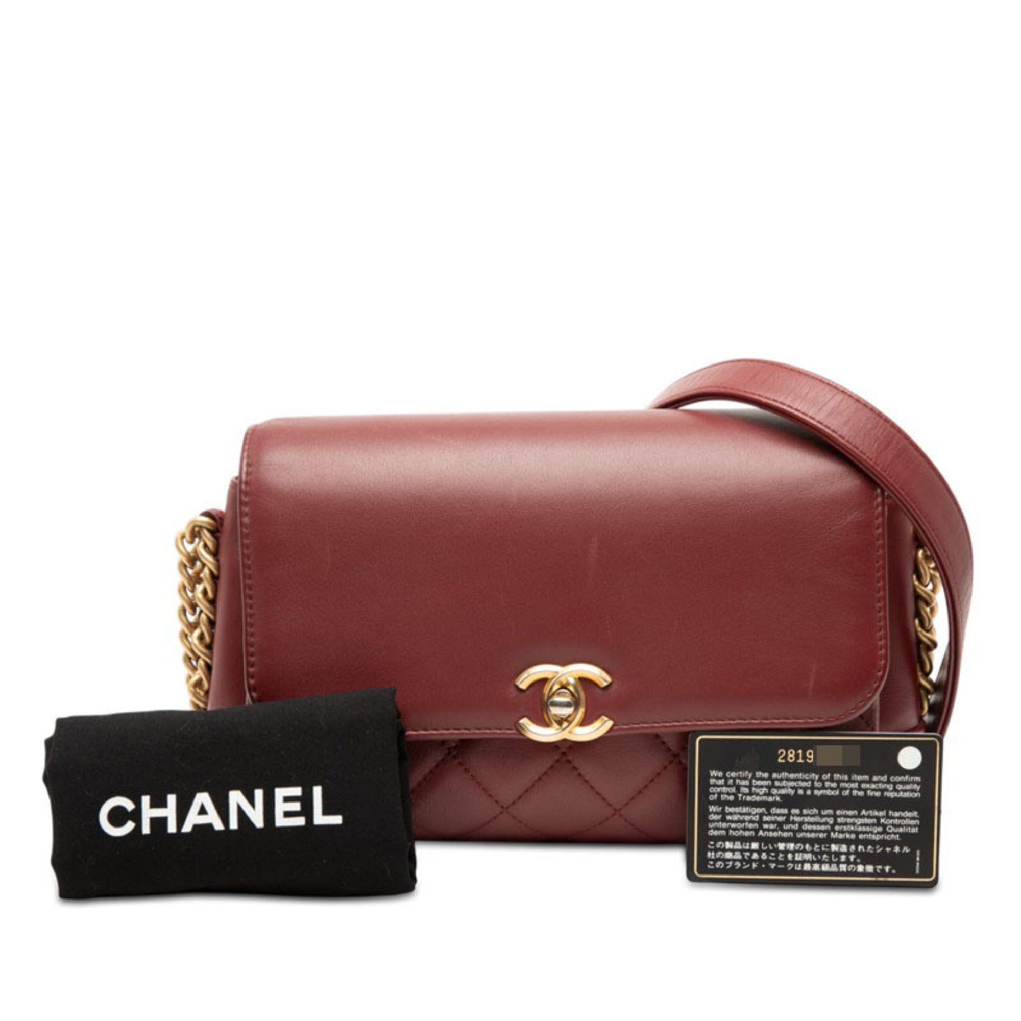 Chanel Bordeaux Leather Shoulder Bag (Pre-Owned)