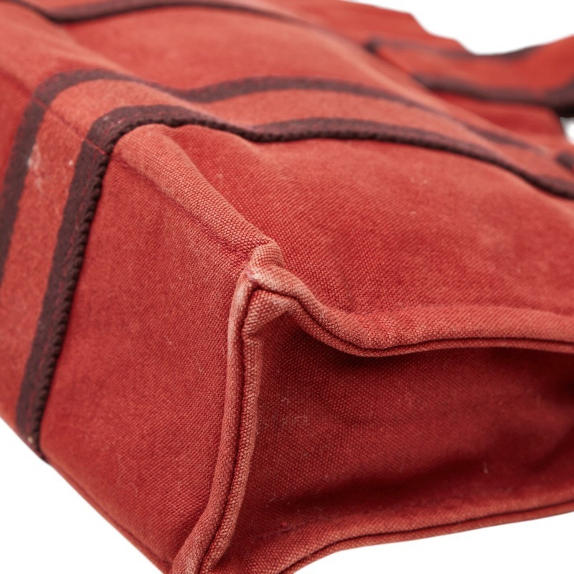 Hermes Red Color Canvas Handbag Tote Bag (Pre-Owned)
