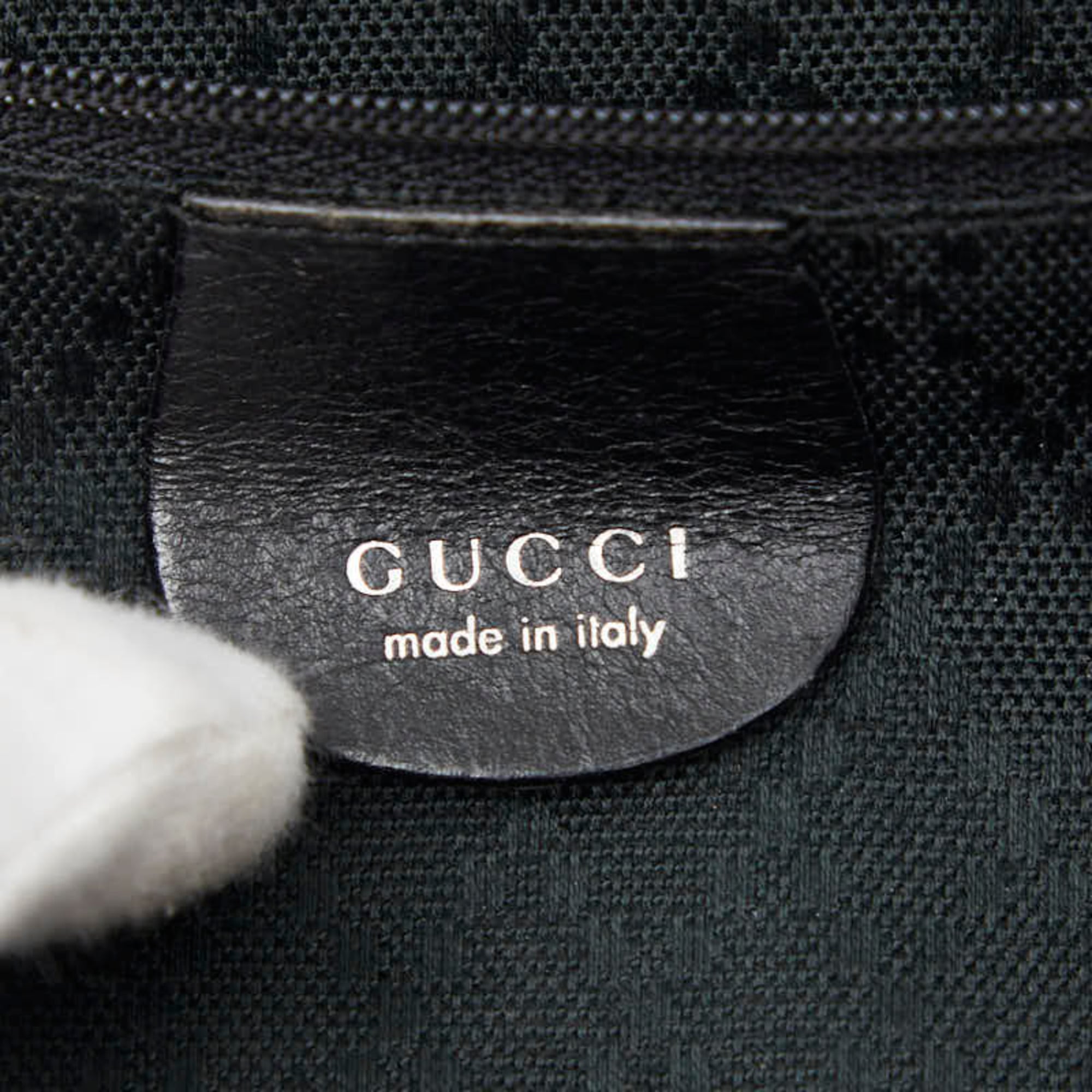 Gucci Black Nylon Canvas Leather Handbag Tote Bag (Pre-Owned)